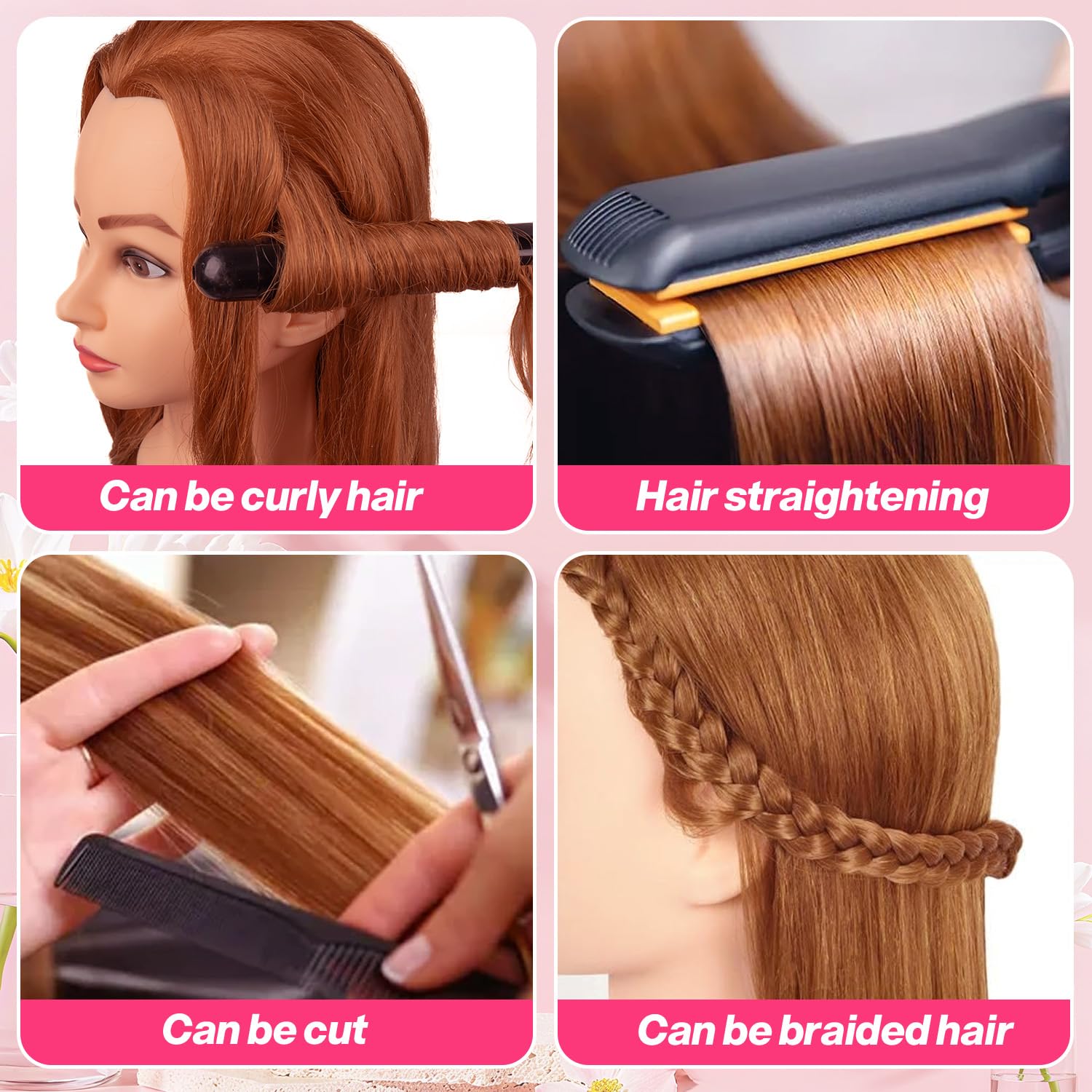 White Smoke Mannequin Head Human Hair for Hairstyling - perming, heat styling, washing, Heat Resistant Doll Head for Cosmetology Students, Professionals & Practice Exams (Blond 27#)