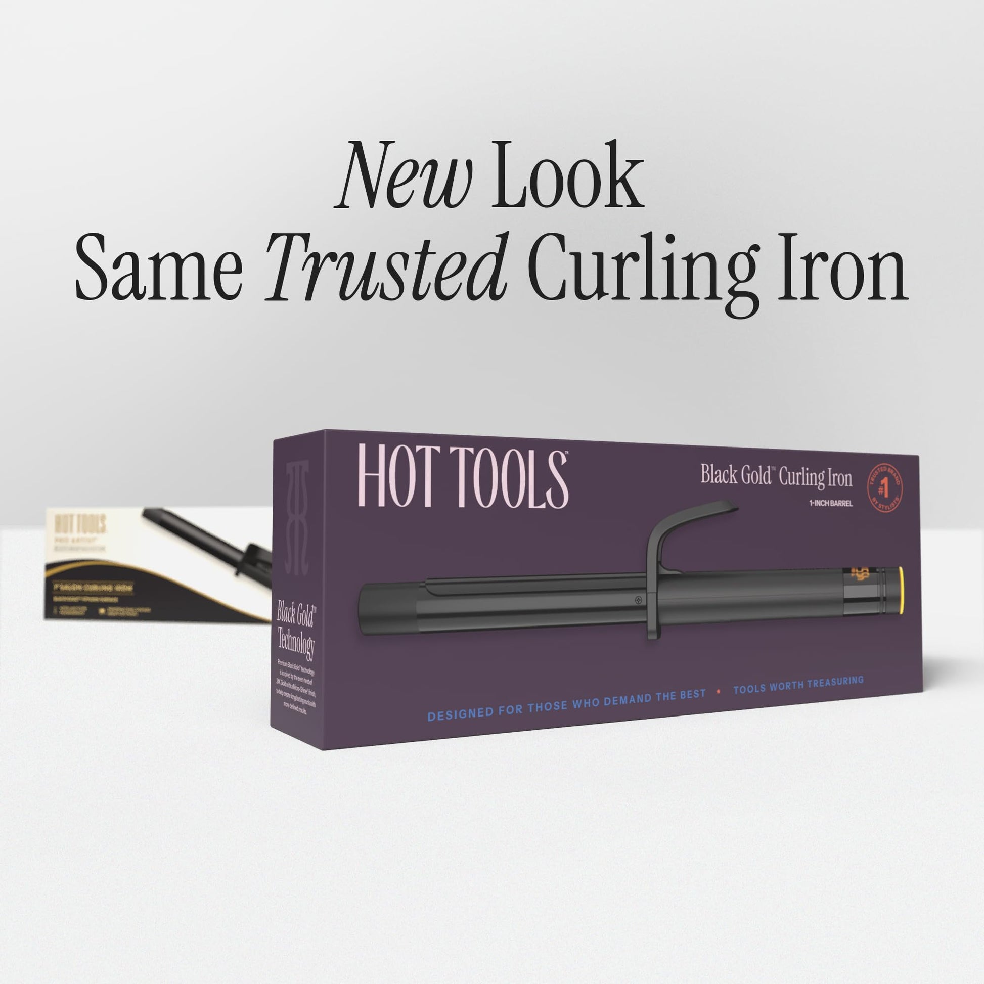 Light Gray HOT TOOLS Pro Artist Black Gold 1 Inch Curling Iron - Stylist Preferred Curling Wand, Creates Defined Waves and Long-Lasting Results for Smooth & Shiny Styles
