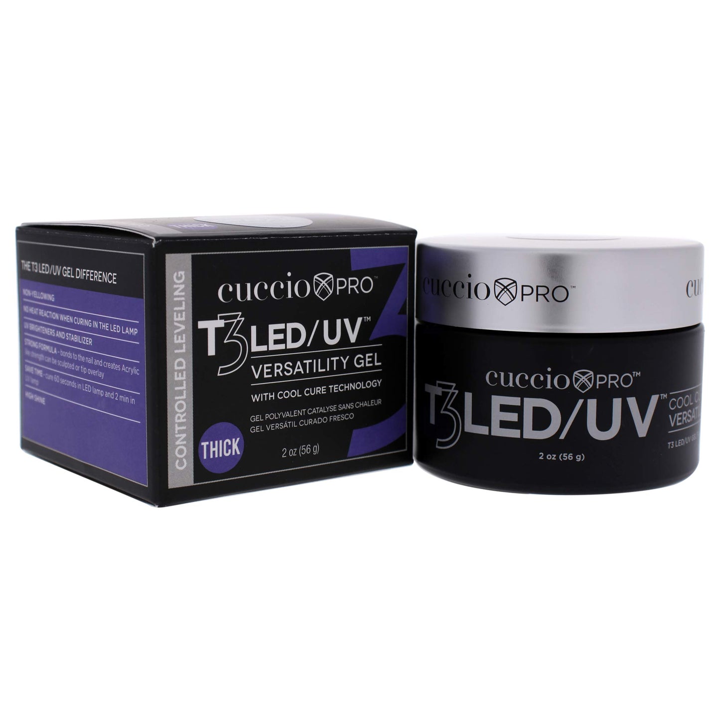 Black Cuccio Pro T3 LED/UV Cool Cure Versatility Gel - Controlled Levelling - Incredibly Flexible - Strong Adhesion - Thick Viscosity - Fast Application - Quick Cure - Opaque Welsh Rose - 2 Oz Nail Gel