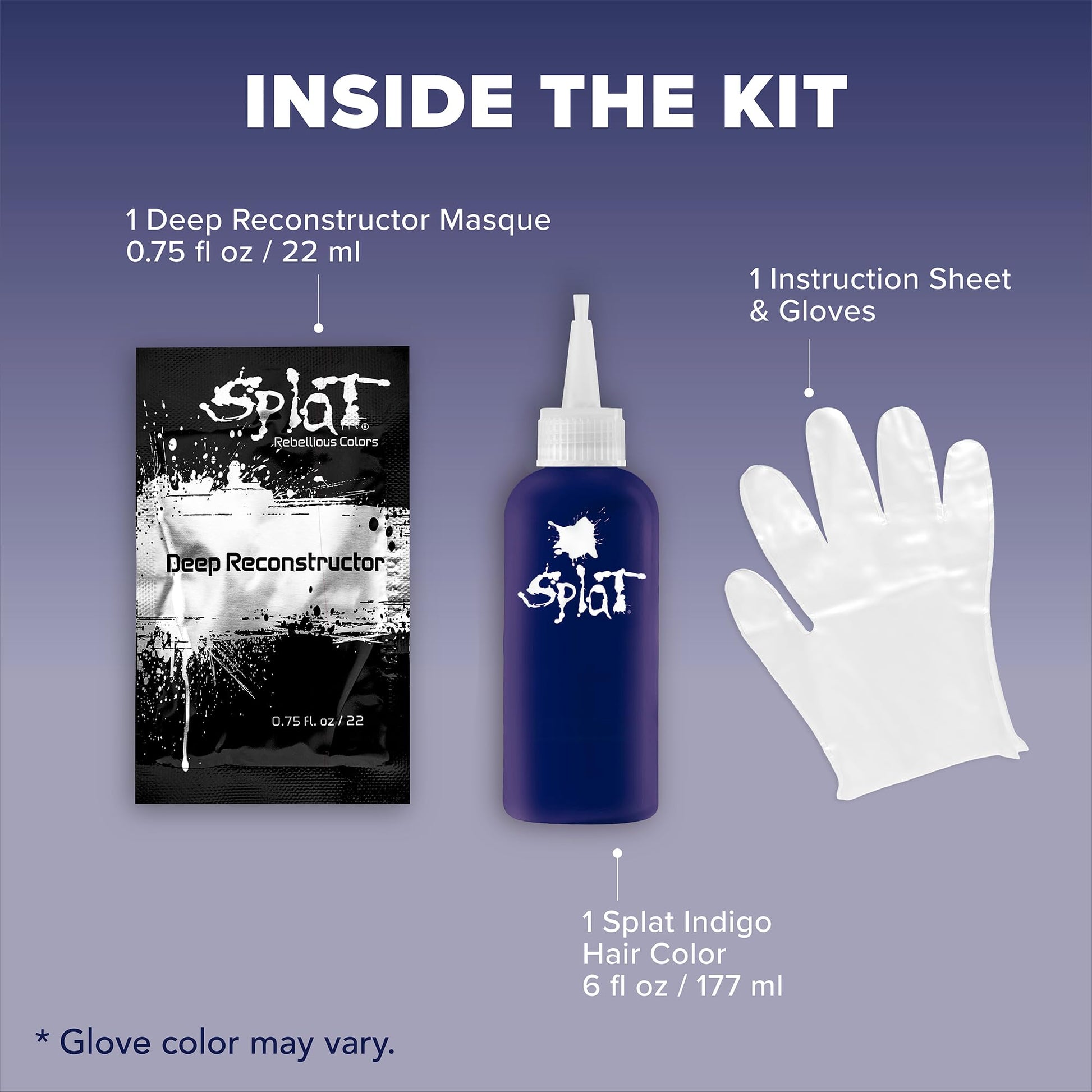 Dark Gray Splat Midnight Indigo Vegan and Cruelty-Free Semi-Permanent Hair Color Dye, 6 Fl Oz