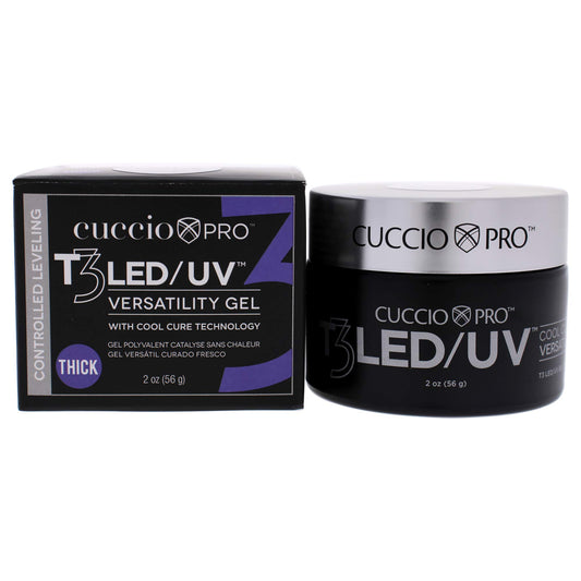 Black Cuccio Pro T3 LED/UV Cool Cure Versatility Gel - Controlled Levelling - Incredibly Flexible - Strong Adhesion - Thick Viscosity - Fast Application - Quick Cure - White - 2 Oz Nail Gel