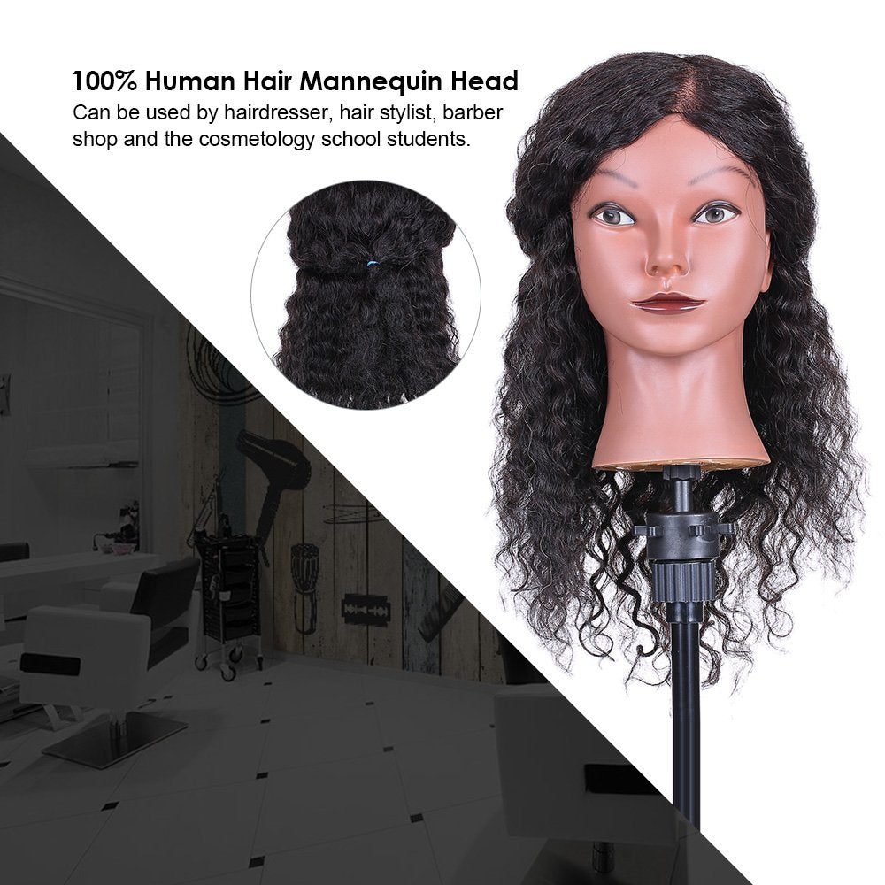 Dark Slate Gray Cosmetology Mannequin Head Hairdressing Training Head for Hair Styling Practice Hair Braiding Dummy Head (03#)