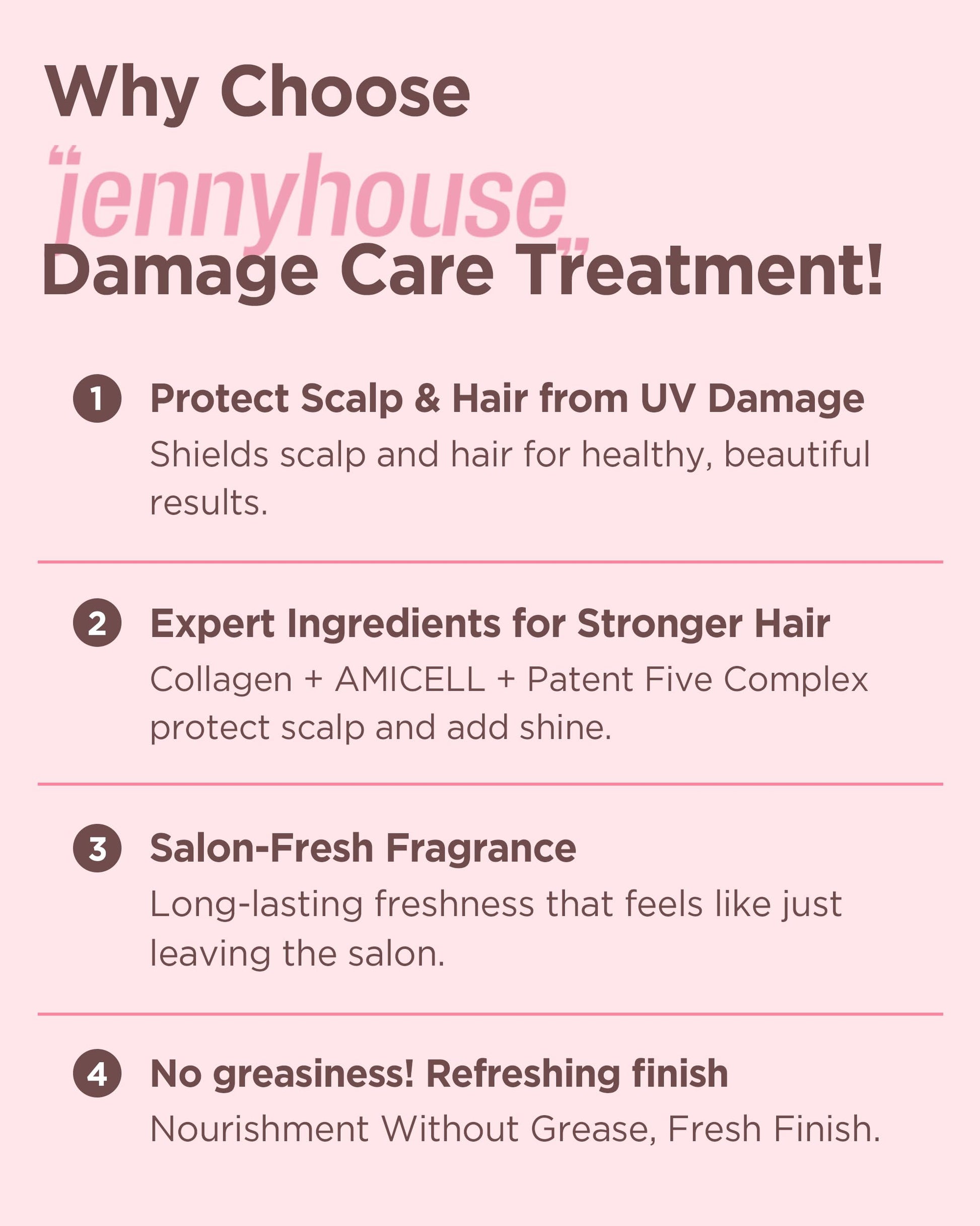 Misty Rose JENNYHOUSE Salon Therapy Damage Care Treatment - Korean Beauty Conditioning Nourishing Hair Mask with Hydrolyzed Collage and Biotin - Floral Scent - for Dry Frizzy Damged Hair - 8.11 fl.oz