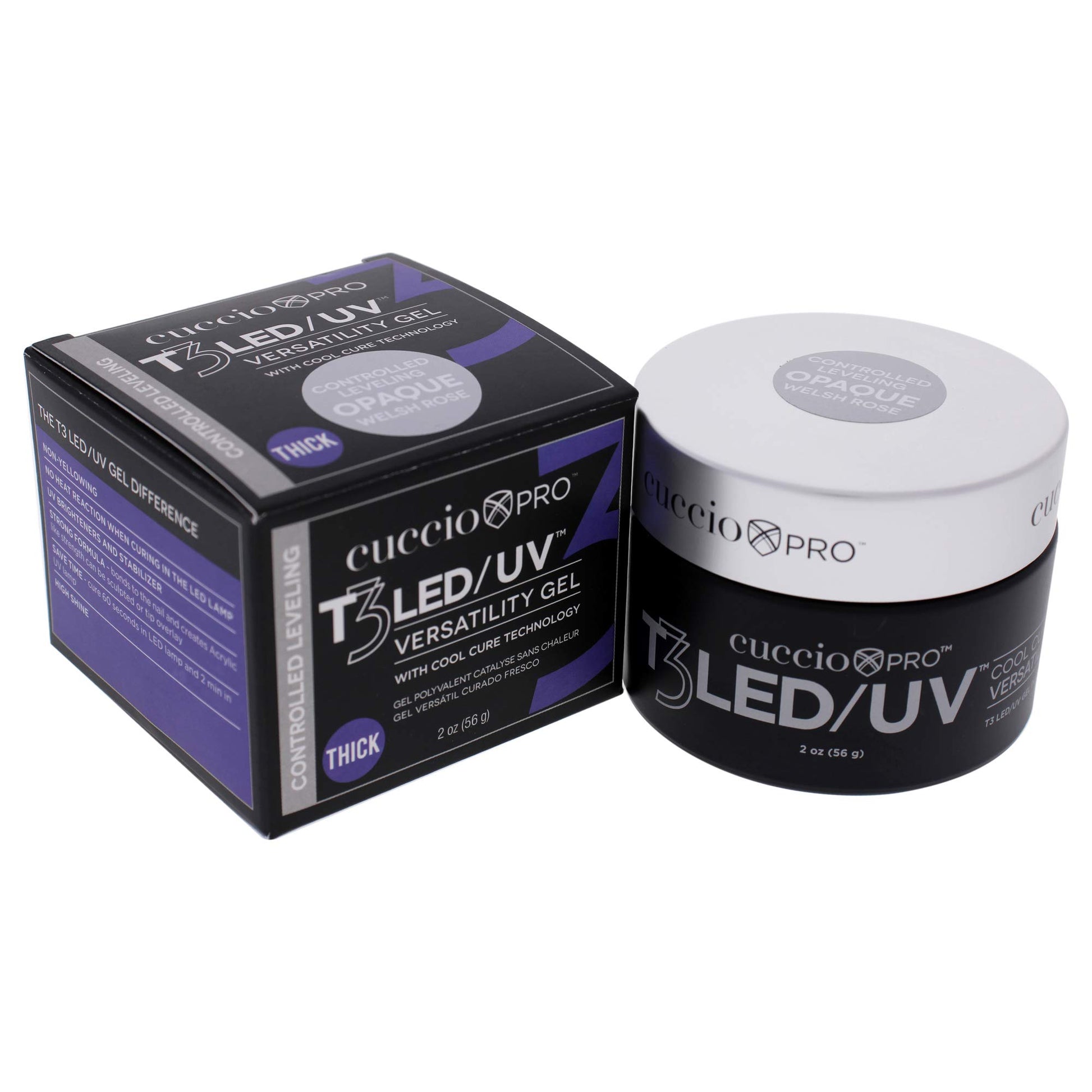 White Smoke Cuccio Pro T3 LED/UV Cool Cure Versatility Gel - Controlled Levelling - Incredibly Flexible - Strong Adhesion - Thick Viscosity - Fast Application - Quick Cure - Opaque Welsh Rose - 2 Oz Nail Gel