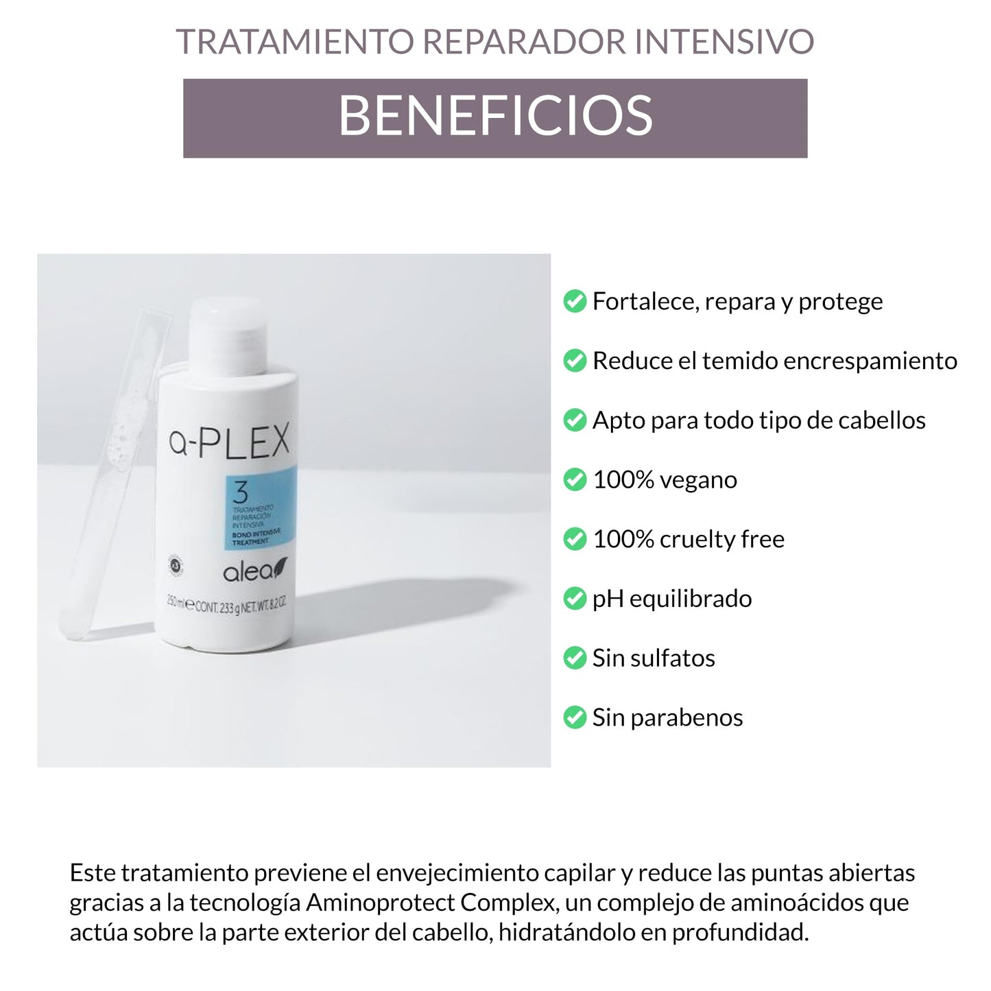 White Smoke ALEA - Damaged Hair Repair Treatment - A-Plex Nº3 Intensive Repair Treatment - 250 ml - Support hair Strength, Repair and Protect It - Deep Hydration for Hair - Manageability