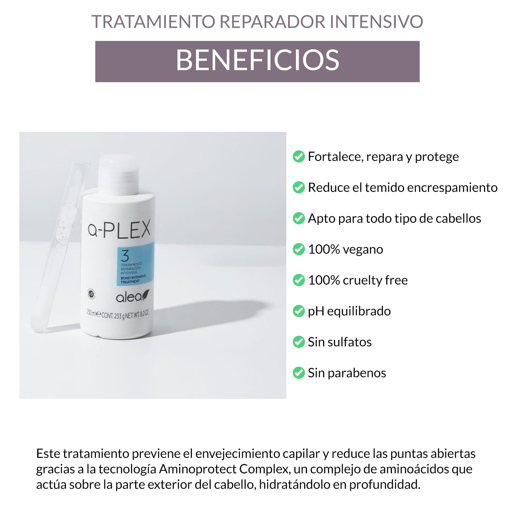 White Smoke ALEA - Damaged Hair Repair Treatment - A-Plex Nº3 Intensive Repair Treatment - 250 ml - Support hair Strength, Repair and Protect It - Deep Hydration for Hair - Manageability