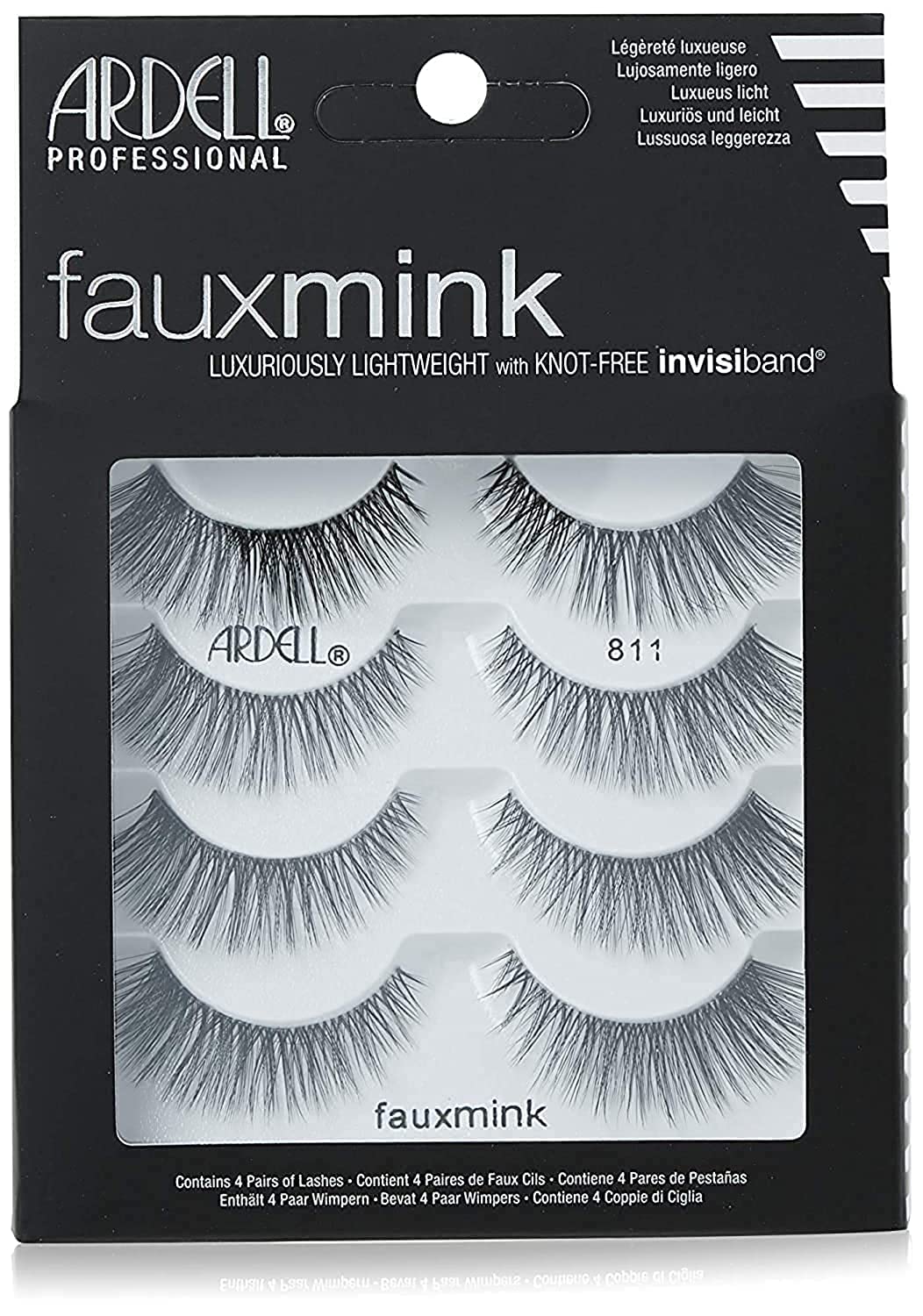 Dark Slate Gray Ardell Faux Mink Lashes 811 False Eyelashes – Lightweight Natural Faux Mink Strip Wispy Lashes with Invisiband, 4 Pairs, 1 Pack