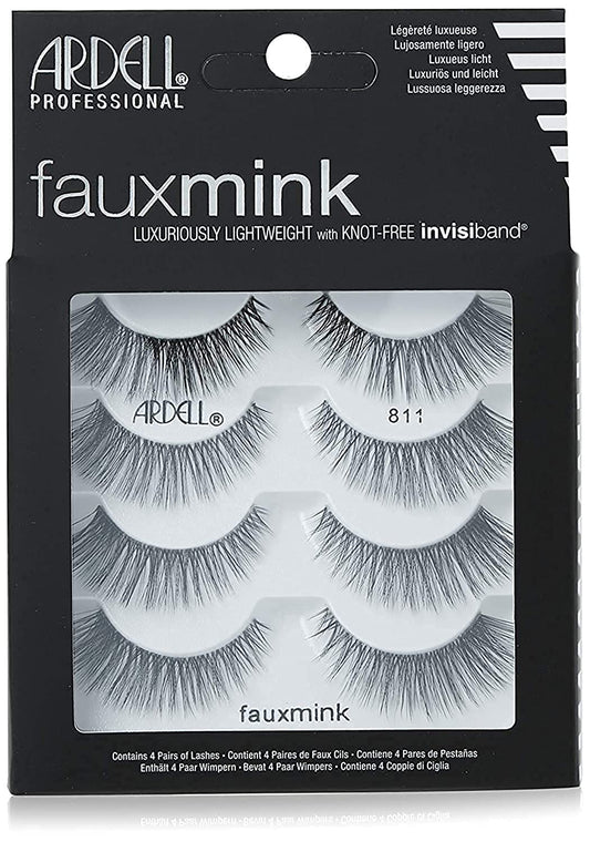 Dark Slate Gray Ardell Faux Mink Lashes 811 False Eyelashes – Lightweight Natural Faux Mink Strip Wispy Lashes with Invisiband, 4 Pairs, 1 Pack