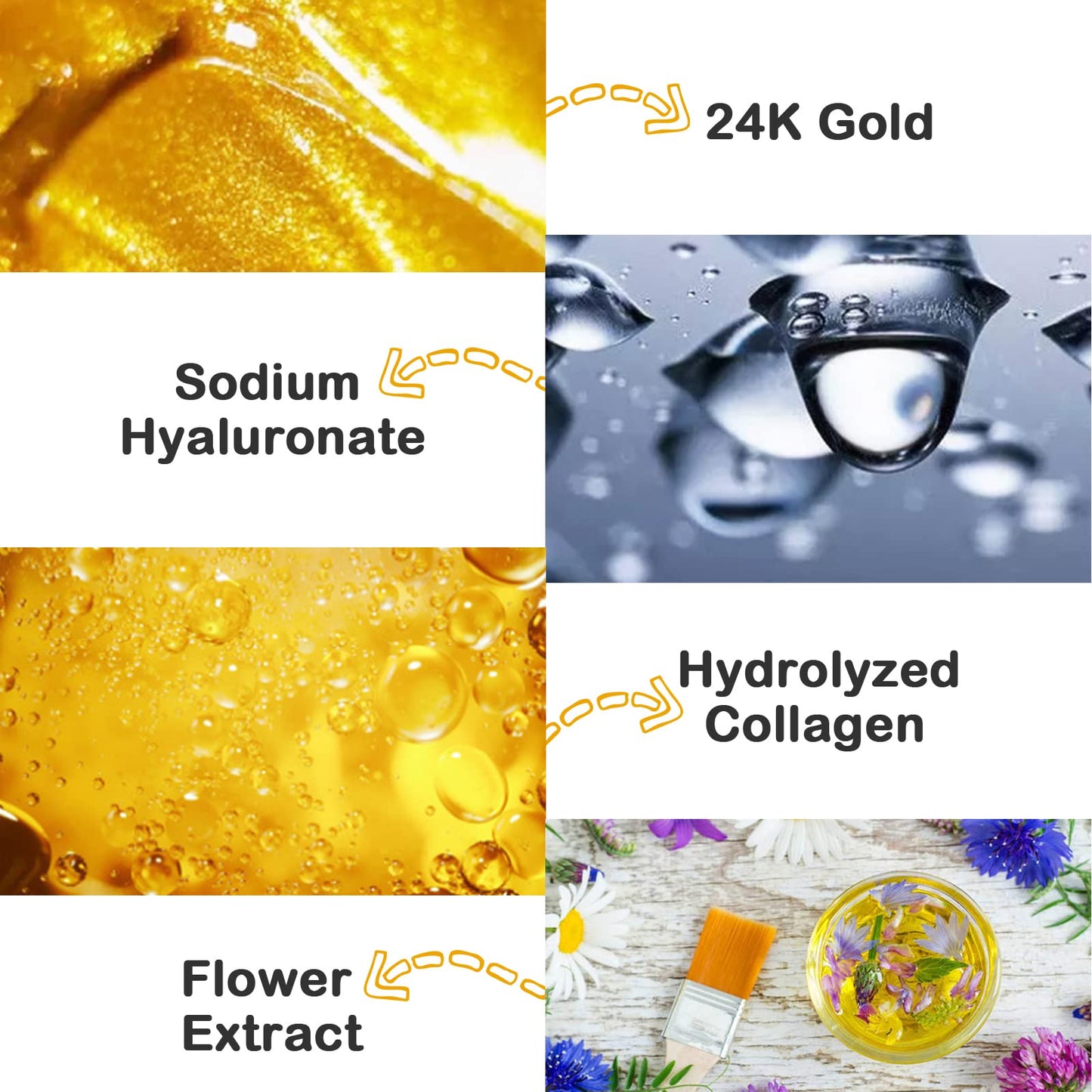 White Smoke Adofect 12 Pack 24K Gold Gel Facial Masks Skincare Set, Collagen Crystal Sheet Patch for Anti Aging, Puffiness, Anti Wrinkle, Moisturizing, Deep Tissue Rejuvenation and Hydrates Skin