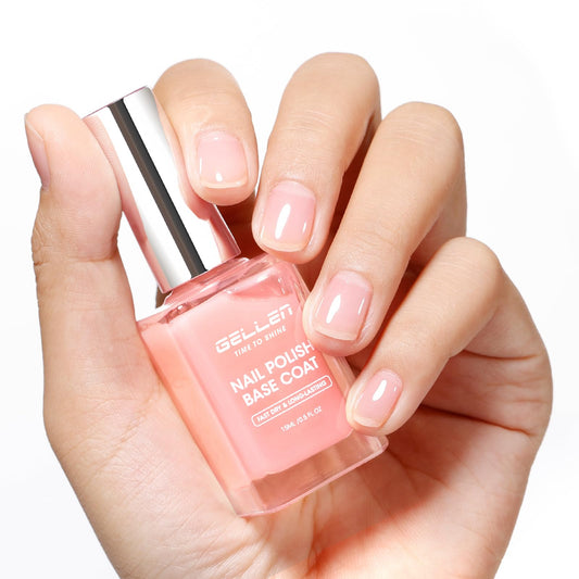 White Smoke GELLEN 4‑in‑1 Clear Nail Polish Base Coat Sheer Tinted Milky Pink, Ridge Filler, Nail Strengthener & Concealer, Calcium Formula Strengthens Nails, Enhances Natural Look, No HEMA, Anti-yellowing
