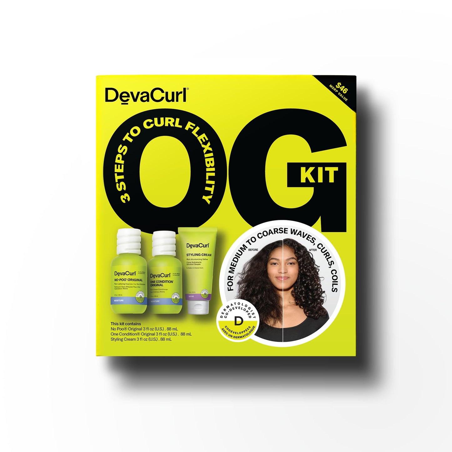 Black DevaCurl OG Kit | Original Curl Routine | No Poo Original | One Condition Original | Styling Cream | Travel Sizes