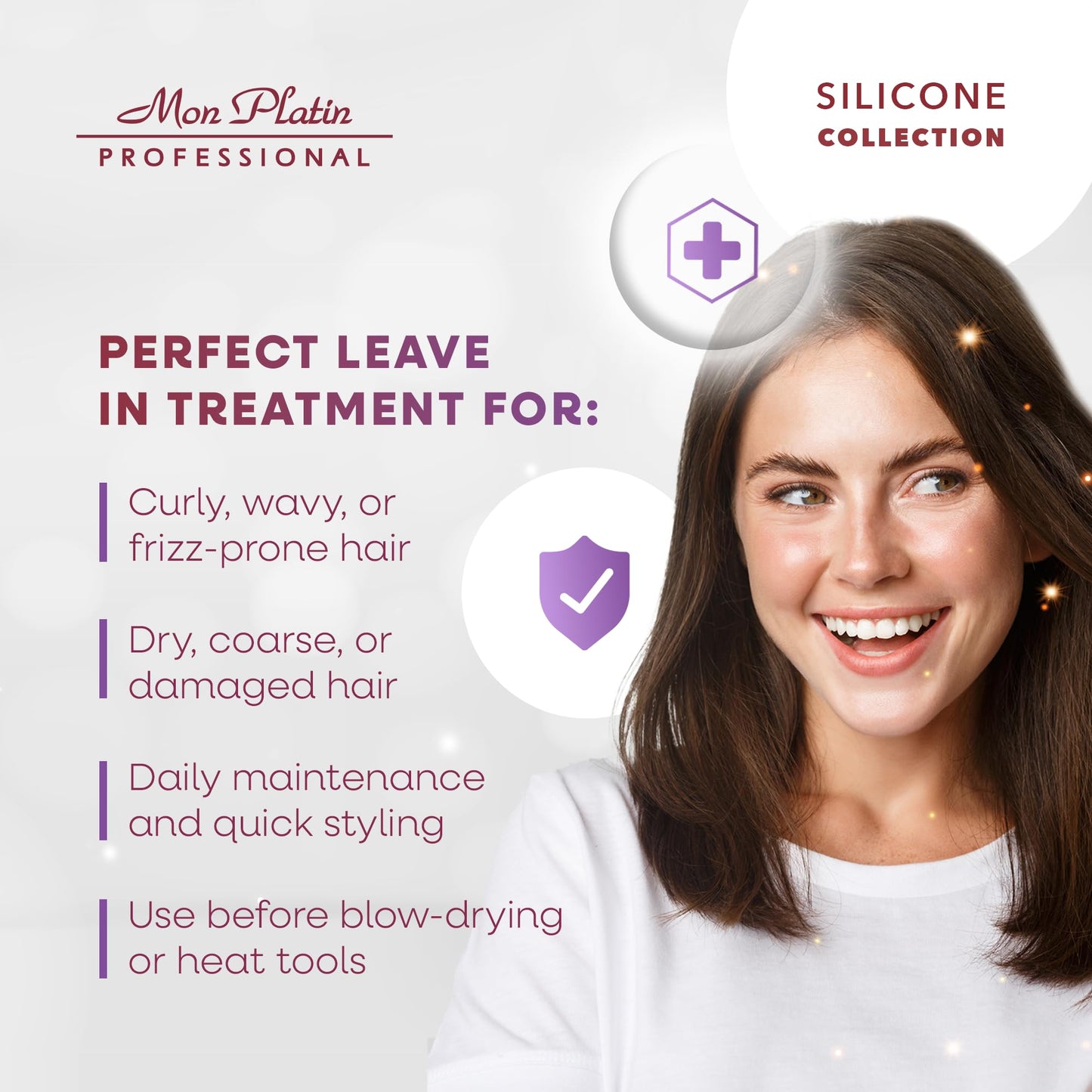 Lavender Mon Platin Silicone Hair Cream – Leave-In Detangler & Moisturizer for Curly, Wavy or Dry Hair – 500ml
