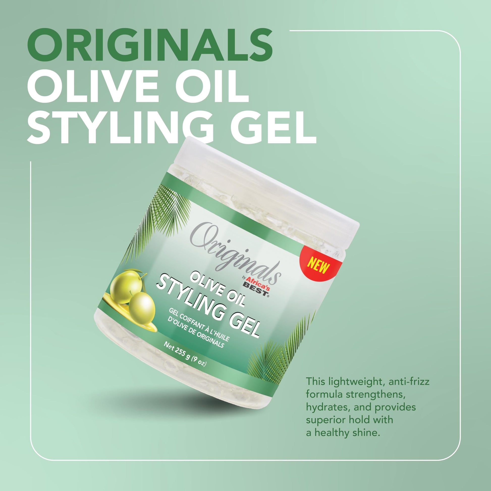 Gray Originals by Africa's Best Olive Oil Styling Gel - for Non-Flaky, Superior Hold and Shine - 9 oz