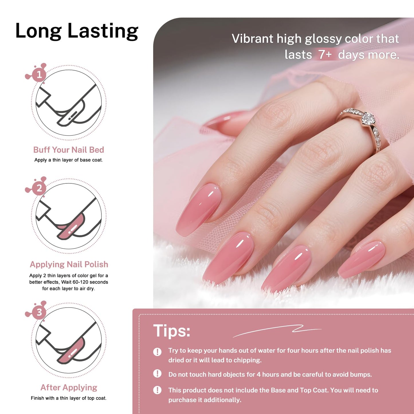 White Smoke OpenLive 16.5ml Dusty Rose Nail Polish Large Volume Quick Drying Light Pink Nail Polish, Fast Drying and Long Lasting Color Nail Art DIY Home Manicure Gift for Women