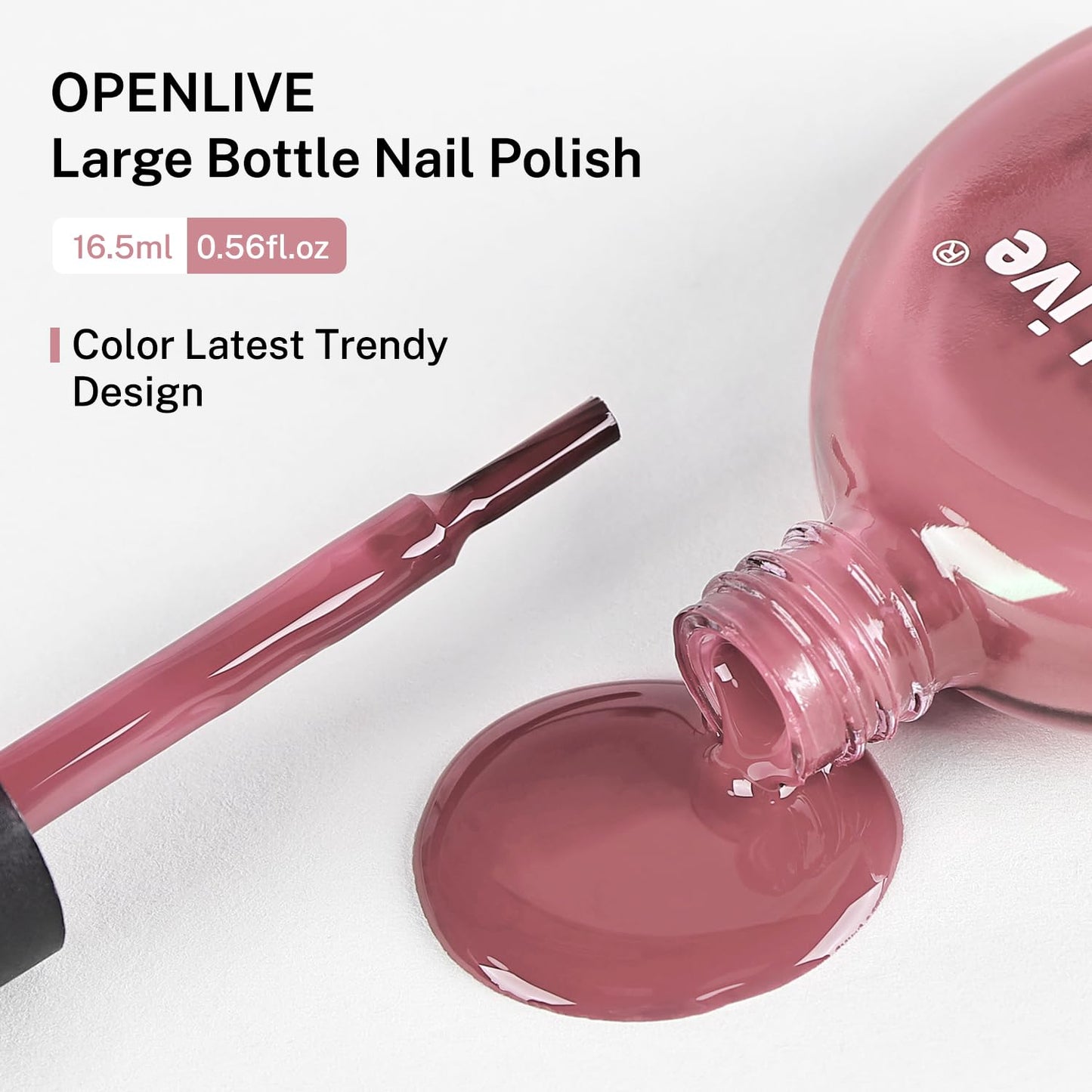 White Smoke OpenLive 16.5ml Dusty Rose Nail Polish Large Volume Quick Drying Light Pink Nail Polish, Fast Drying and Long Lasting Color Nail Art DIY Home Manicure Gift for Women