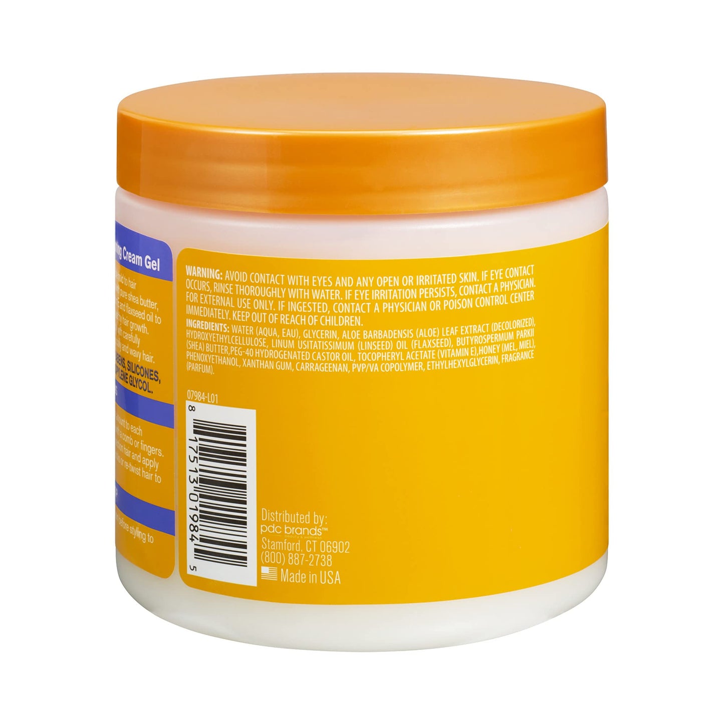 Orange Cantu Flaxseed Styling Cream Gel with Aloe, Honey, Shea Butter & Vitamin E 16 oz