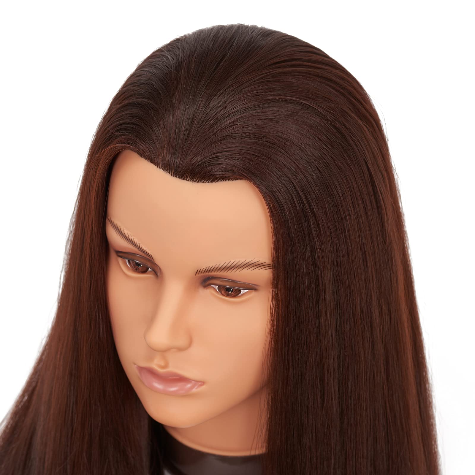 White Smoke Hairlink 26-28'' Mannequin Head Yaki Synthetic Fiber Hair Styling Training Head Dolls for Cosmetology Manikin Maniquins Practice Head with Stand (9926LB0420)