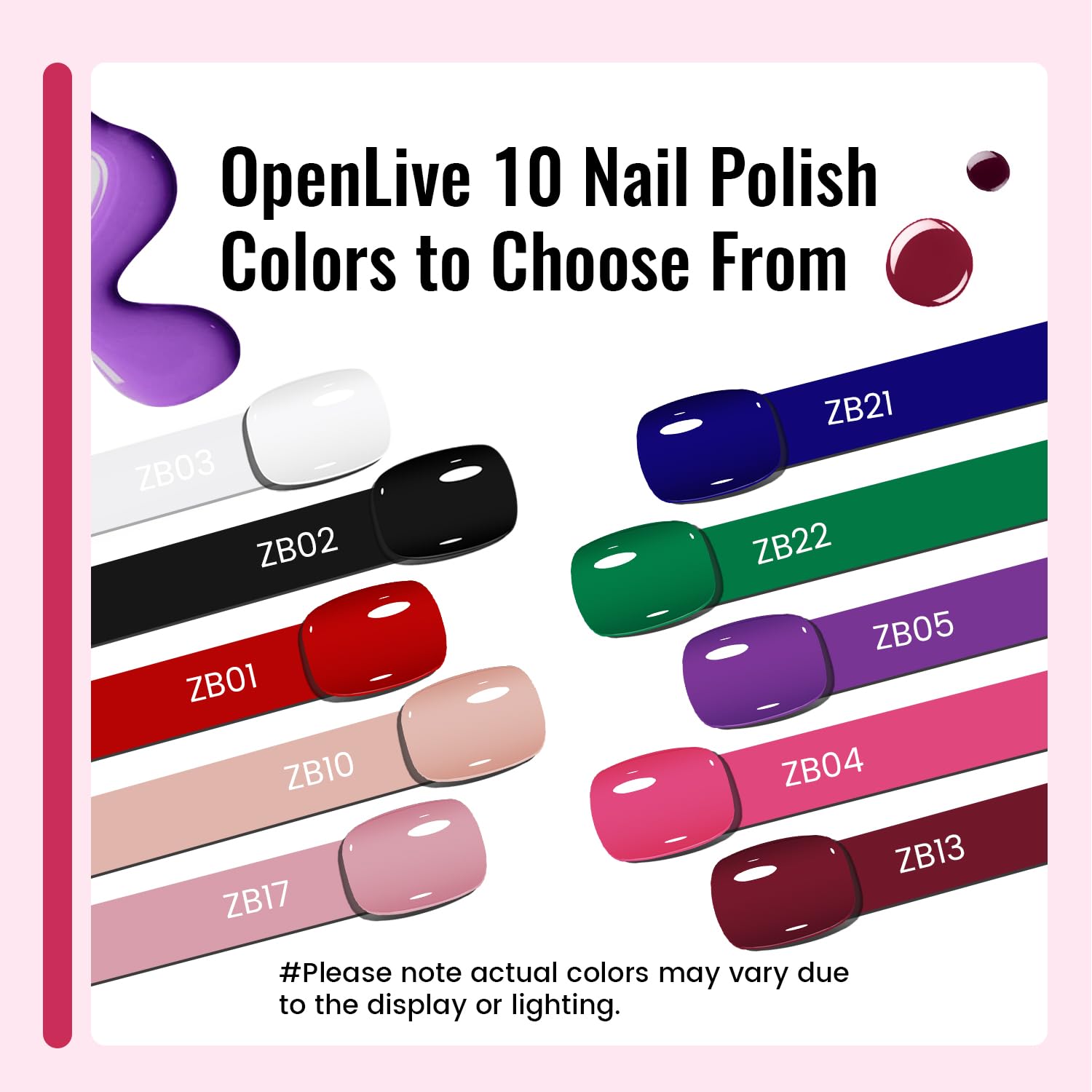 White Smoke OpenLive 12 PCS Nail Polish Set With 10 Colour Combo, 2 PCS Base And Top Coat,Fast Drying Nail Polish For Home DIY And Beginners.