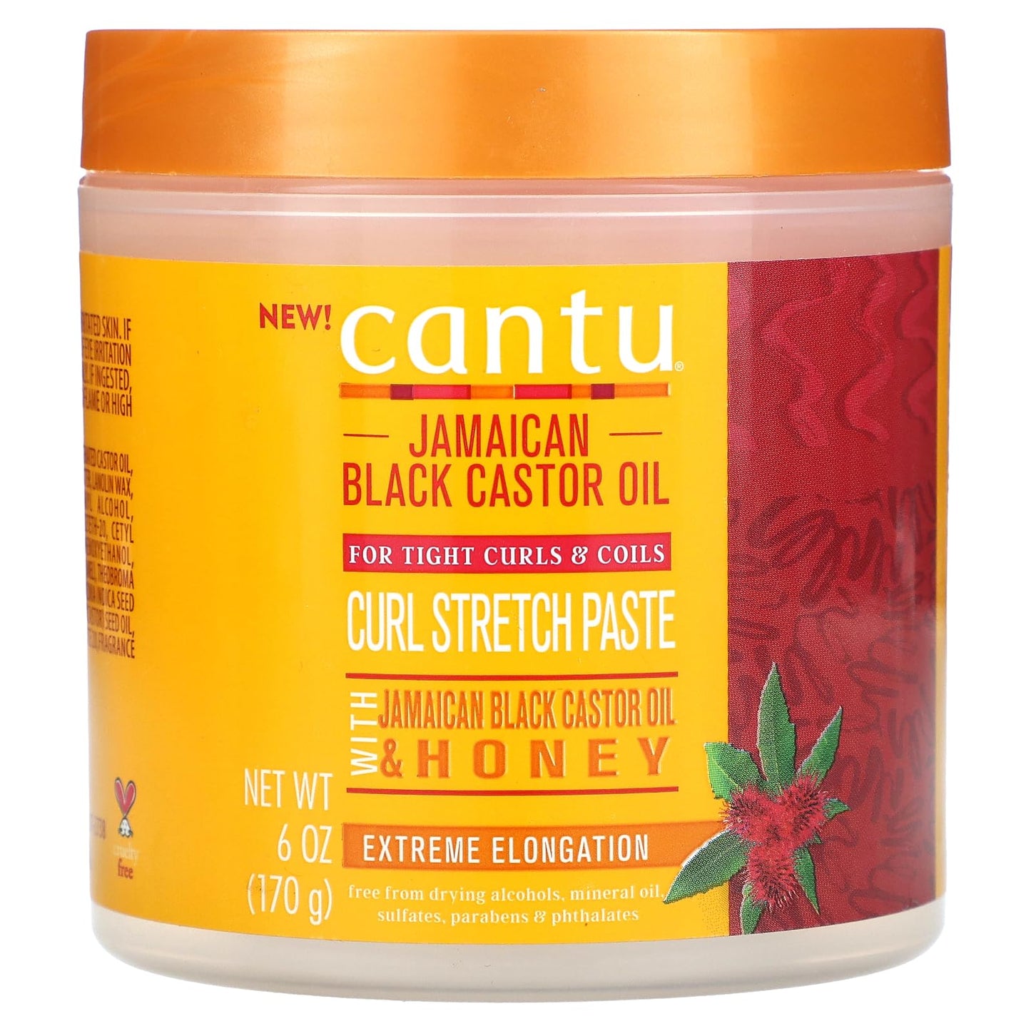 Orange Cantu Jamaican Black Castrol Oil Curl Stretch Paste with Honey 6 oz