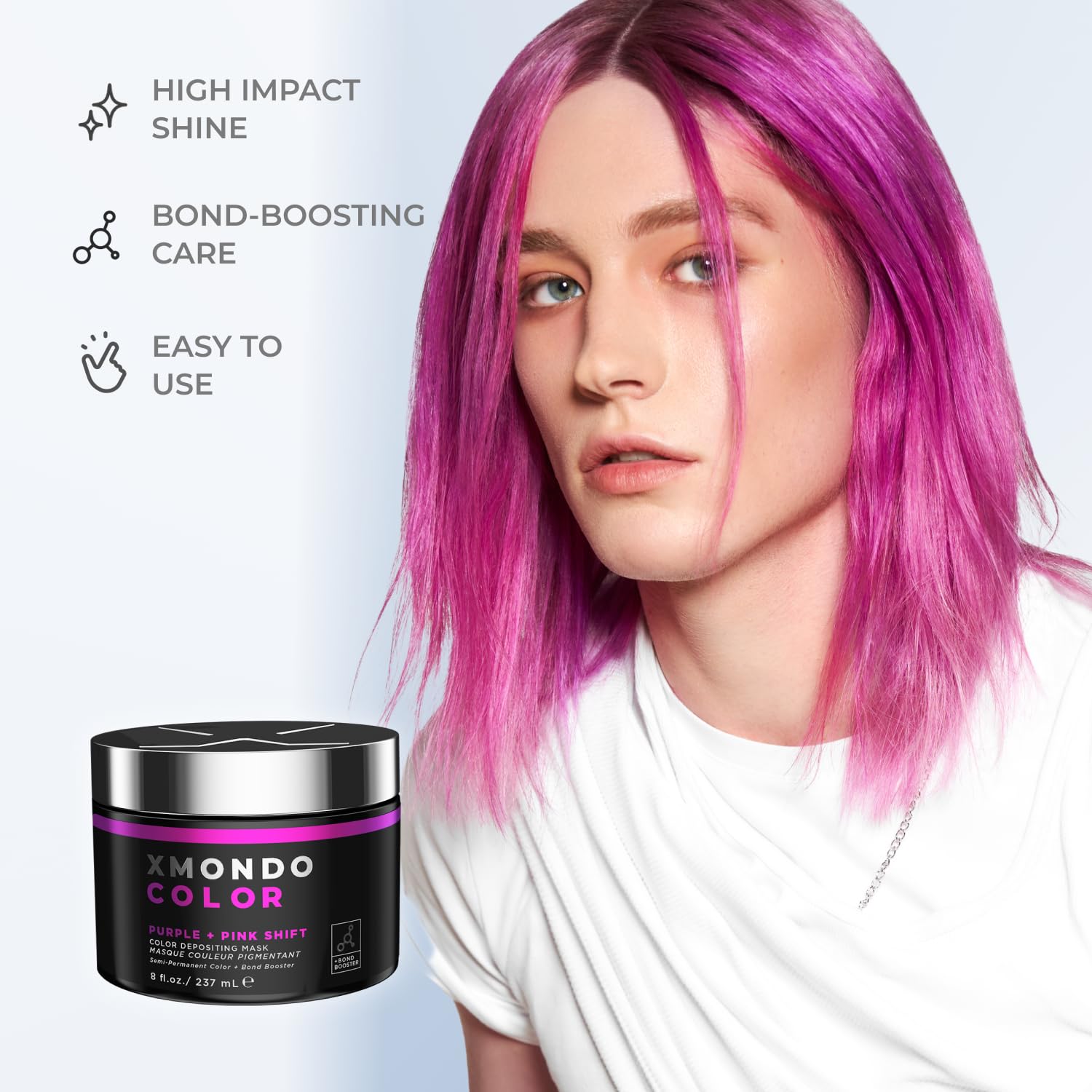 White Smoke XMONDO Color Purple + Pink Shade Shift Mask – Semi-Permanent Dye with Bond Booster & Hyaluronic Acid, 8 oz