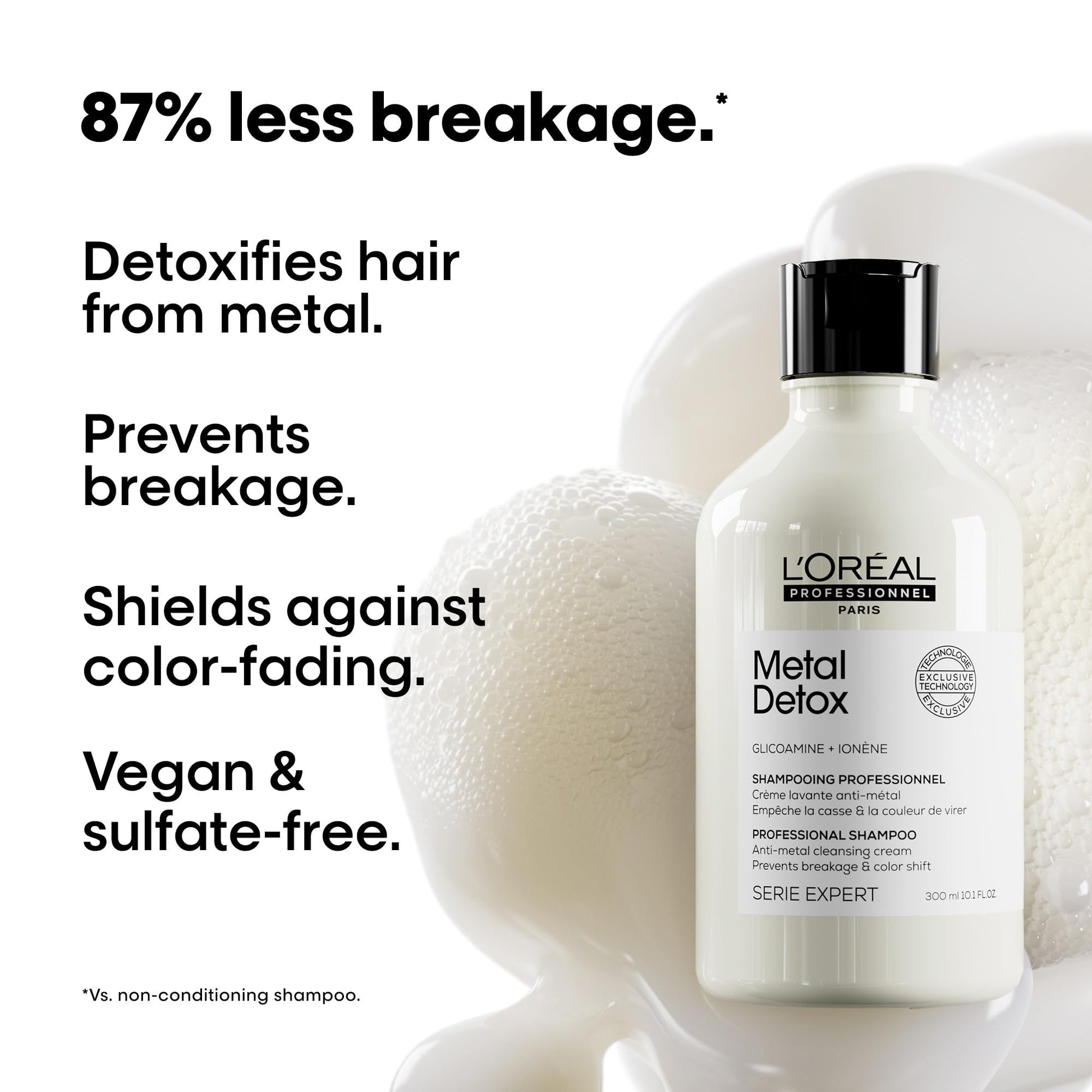 White Smoke L'Oréal Professionnel Paris Metal Detox Shampoo - Hard Water Chelating Shampoo For Damaged Hair, Removes Metal Build Up and Protects Color & Shine, Paraben & Sulfate-Free