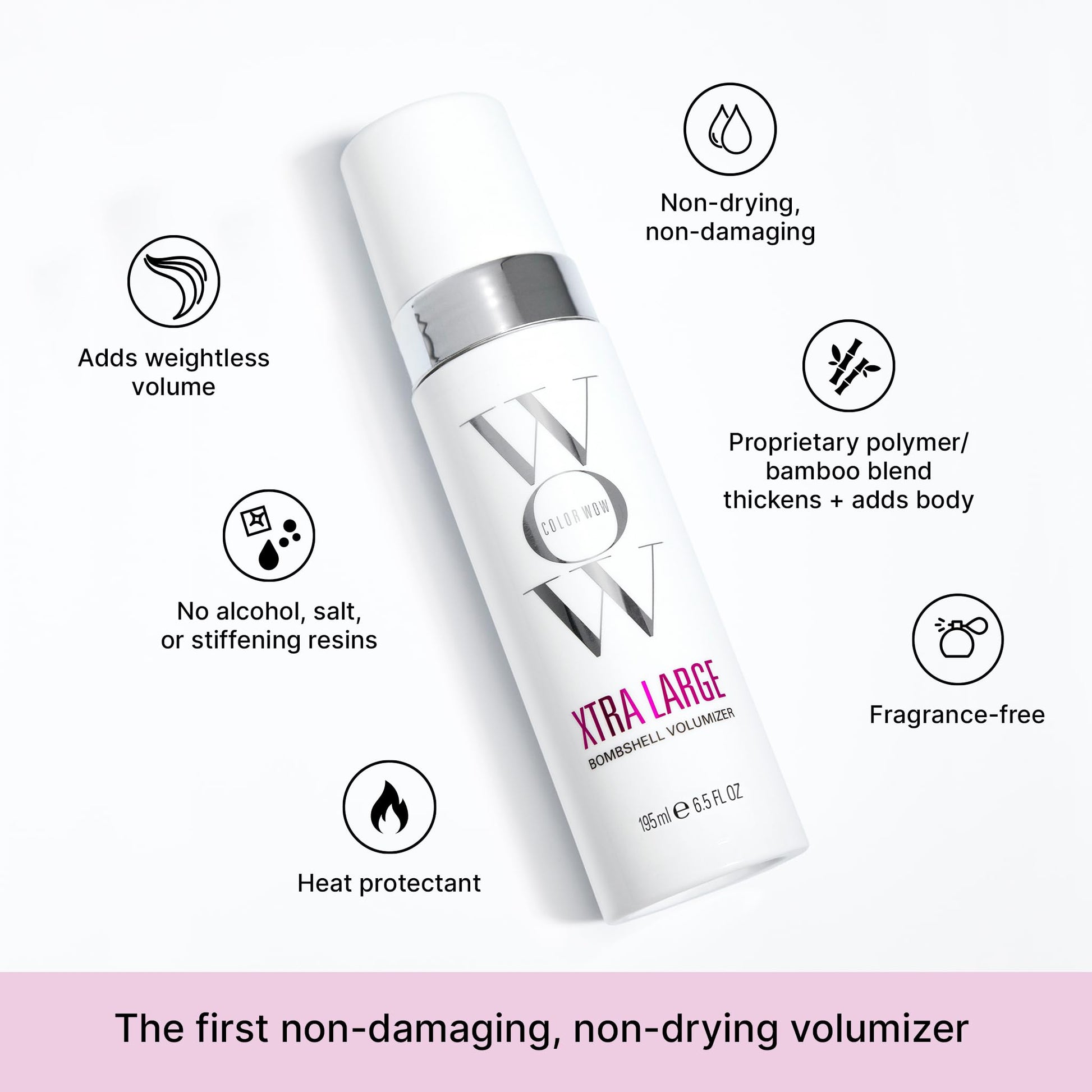 White Smoke COLOR WOW Xtra Large Bombshell Volumizer, 6.7 fl oz – New Alcohol-Free Technology for Lasting Volume and Thickness