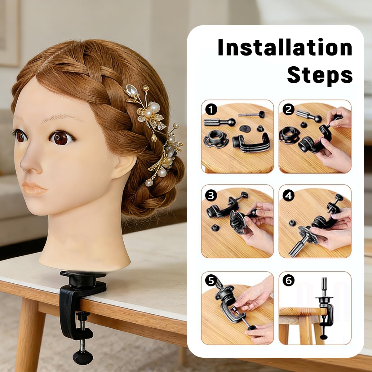 White Smoke Mannequin Head Human Hair For Braiding，Straight 22Inch Doll Head for Cosmetology & Hairdresser with Stand (Golden)