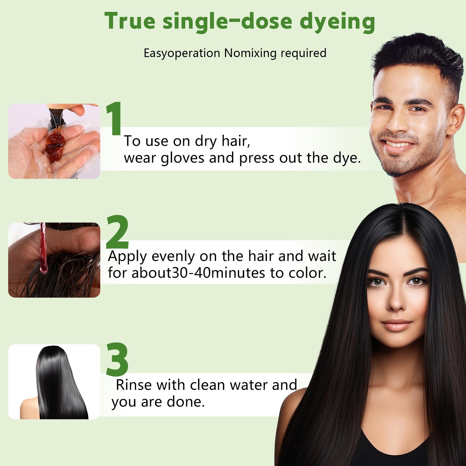 Beige Black Hair Dye Gel, 3 IN 1 Gentle for Women & Men,Black Hair dye Complete Gray Coverage,contains Various Plant Extracts, Hair Color Gel No Ammonia & Peroxide, 200ml