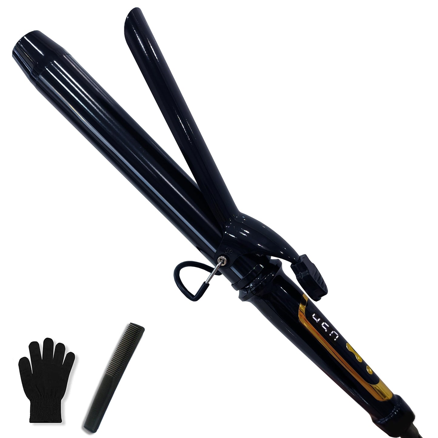 White Smoke abp 1.25 Inch Curling Iron Extra Long Barrel with Ceramic Coating for Long/Medium Hair,1 1/4 INCH LCD Display Instant Heat up to 450°F with clamp,Hair Style Tool Girls & Women
