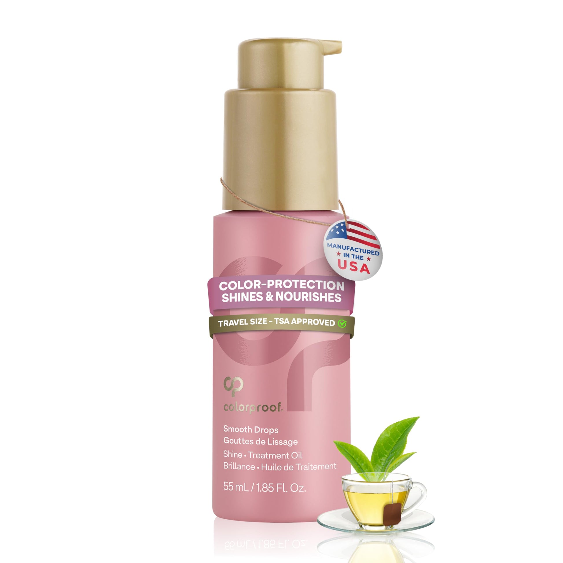 White Smoke Colorproof Smooth Drops 1.86 Fl. Oz. Clear, Non-Greasy Anti-Frizz Hair Drops with a Frizz Elimination and Humidity-Resistant Formula, and Color Protection, White Tea Scent