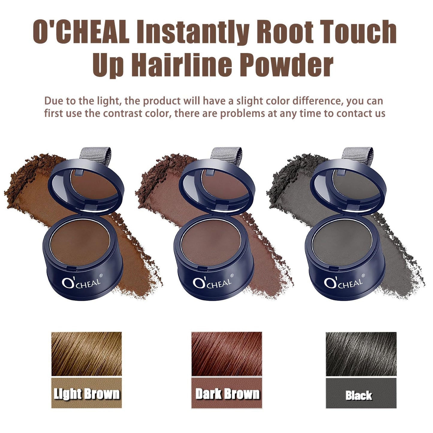 White Smoke O'CHEAL Hairline Powder Dark Brown, Waterproof Hair Fibers for Thinning Hair, Instantly Root Touch Up Hair Color for Gray Hair Coverage, Long Lasting Hair Line Shadow Toppers Powder for Men and Women