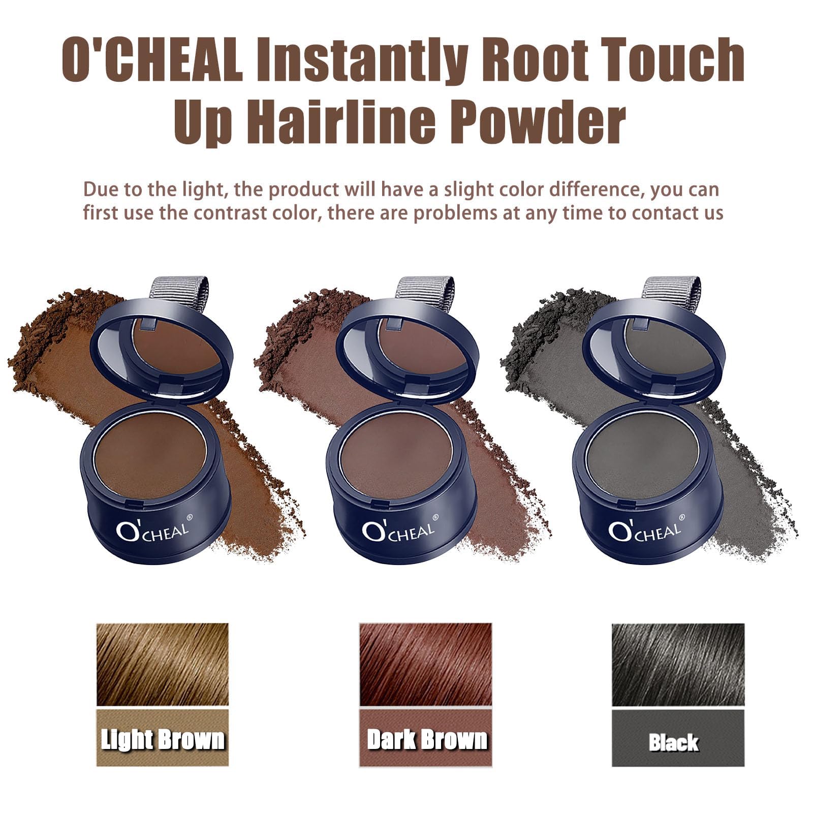 White Smoke O'CHEAL Hairline Powder Dark Brown, Waterproof Hair Fibers for Thinning Hair, Instantly Root Touch Up Hair Color for Gray Hair Coverage, Long Lasting Hair Line Shadow Toppers Powder for Men and Women