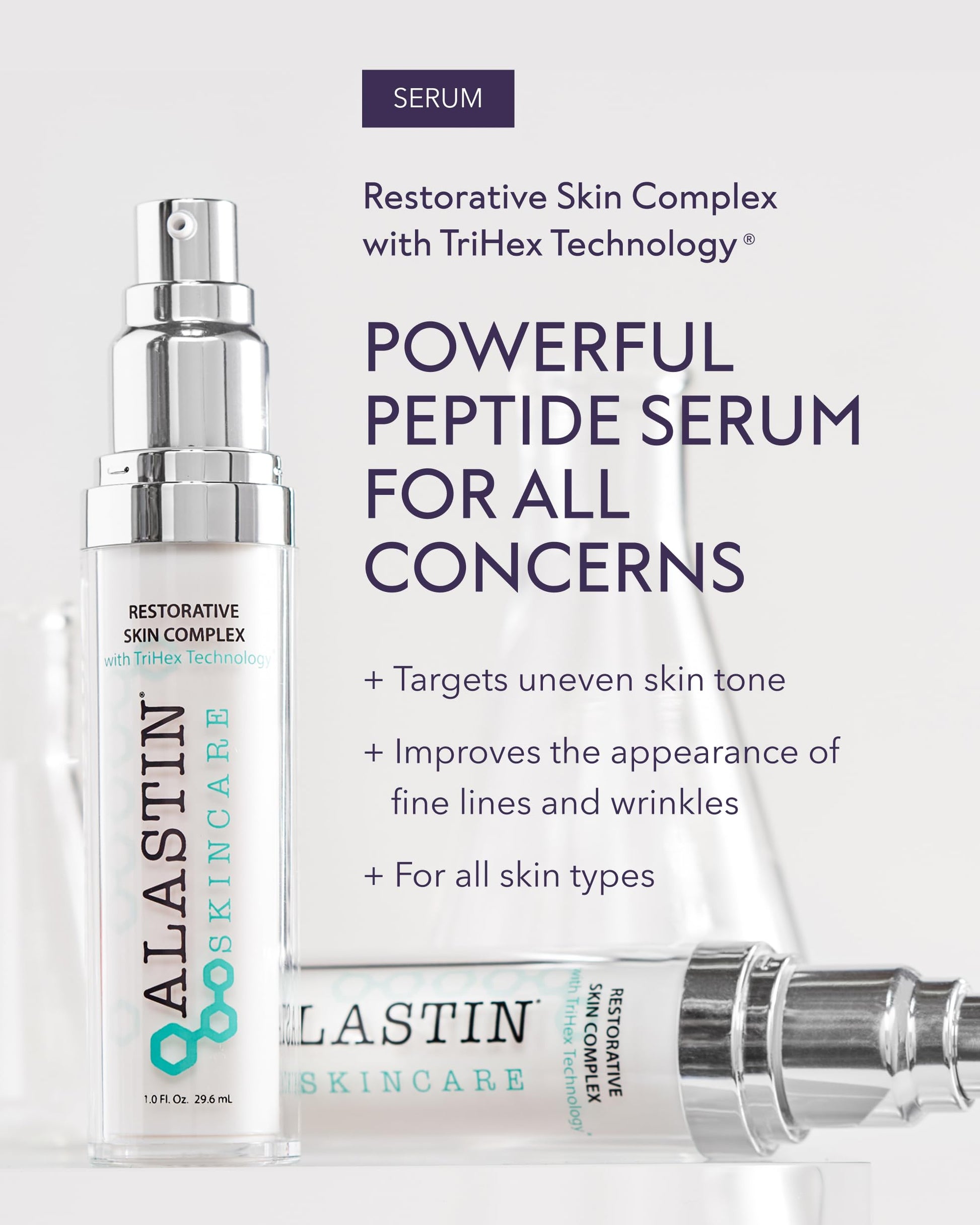 Lavender ALASTIN Skincare Restorative Skin Complex Anti-Aging Face Serum - Now with TriHex+ Technology (1 oz) | Improves Skin Hydration, Dullness, & Appearance of Fine Lines and Wrinkles