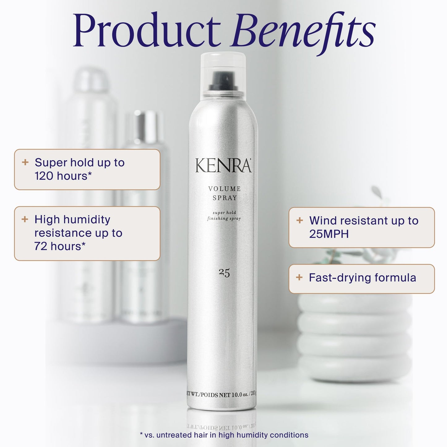 White Smoke Kenra Professional Volume Spray 25 50% | Super Hold Finishing & Styling Hairspray | Flake-free & Fast-drying | Wind & Humidity Resistance | All Hair Types | 10 oz
