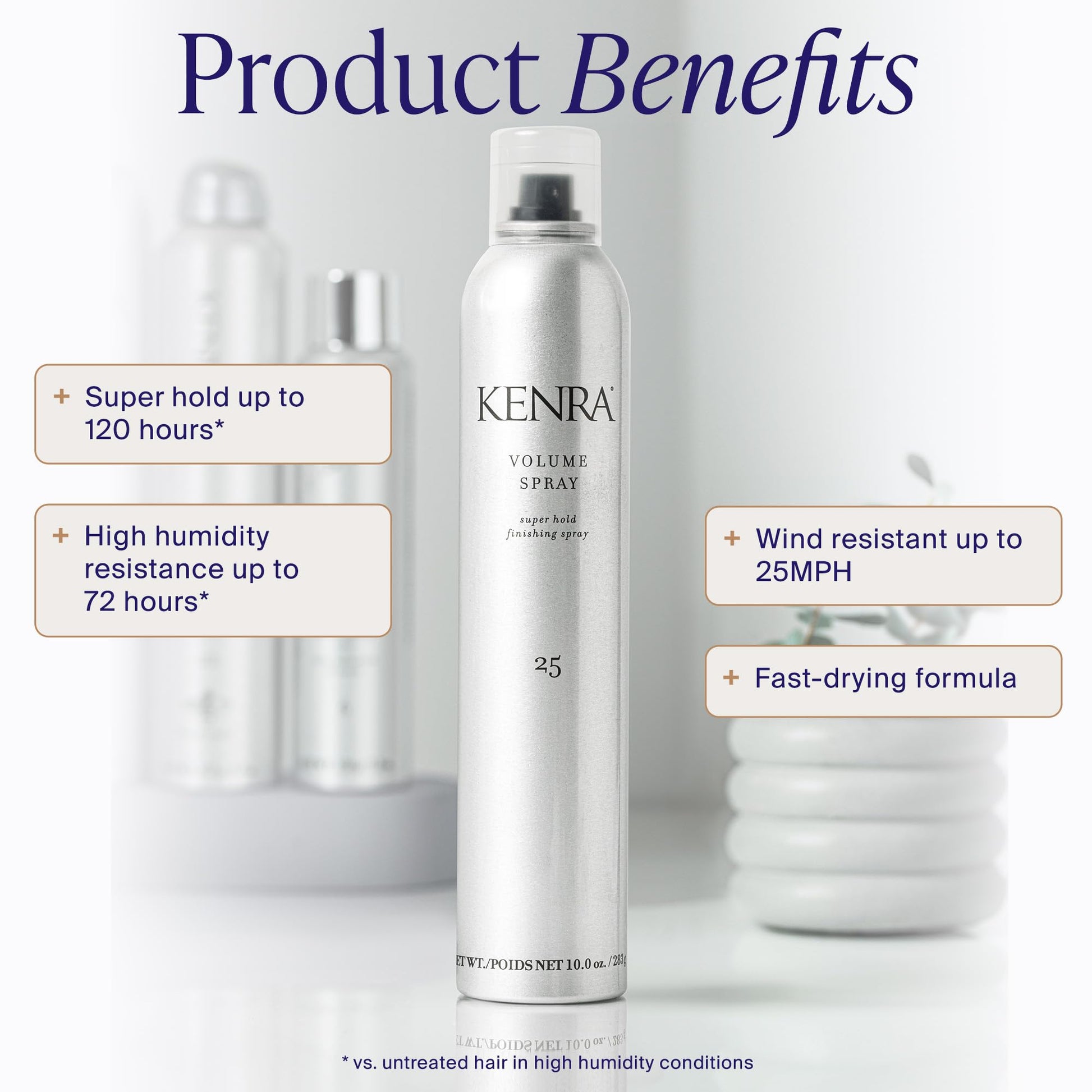 White Smoke Kenra Professional Volume Spray 25 50% | Super Hold Finishing & Styling Hairspray | Flake-free & Fast-drying | Wind & Humidity Resistance | All Hair Types | 10 oz