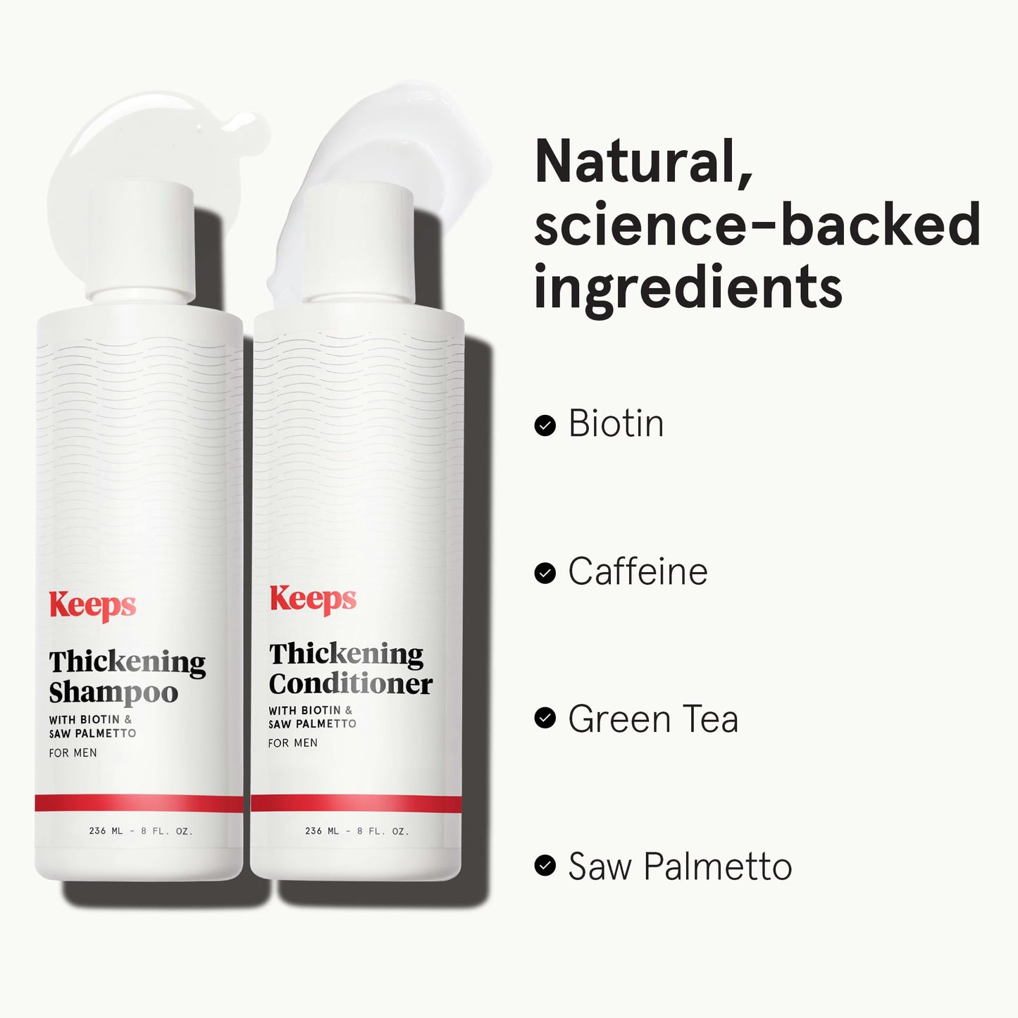 White Smoke Keeps Thickening Shampoo & Conditioner for Men - Anti-Thinning Hair Care Duo with Biotin, Caffeine & Saw Palmetto - Color-Safe Men's Volumizing Shampoo & Conditioner - DHT-Blocker - 8 Oz Each