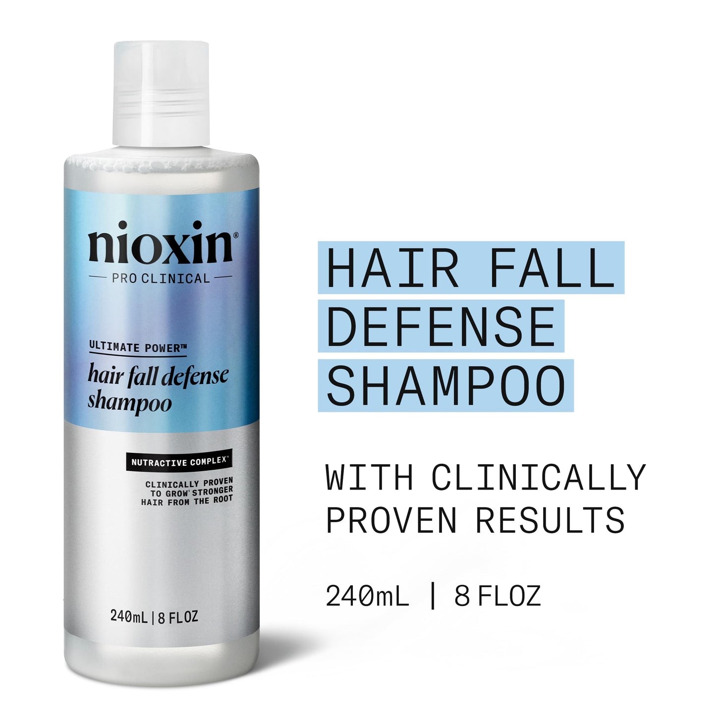 White Smoke NIOXIN Hair Fall Defense Shampoo | Activates Hair Follicles for Visibly Less Hair Loss | With Niacinamide, Caffeine, Lauric Acid, and Sandalore | 8.1 Fl Oz.