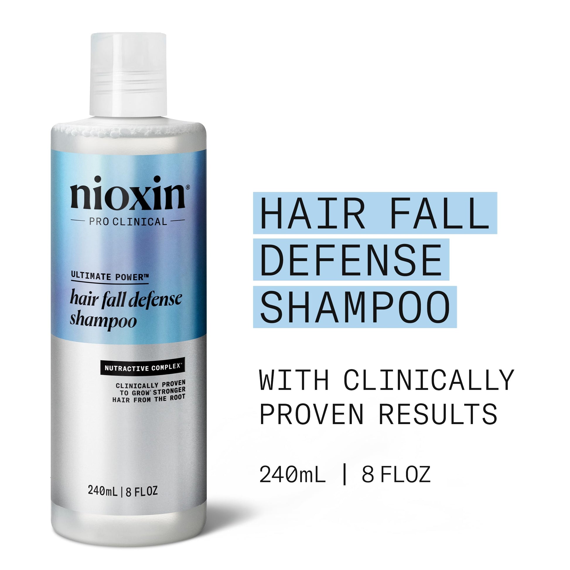 White Smoke NIOXIN Hair Fall Defense Shampoo | Activates Hair Follicles for Visibly Less Hair Loss | With Niacinamide, Caffeine, Lauric Acid, and Sandalore | 8.1 Fl Oz.