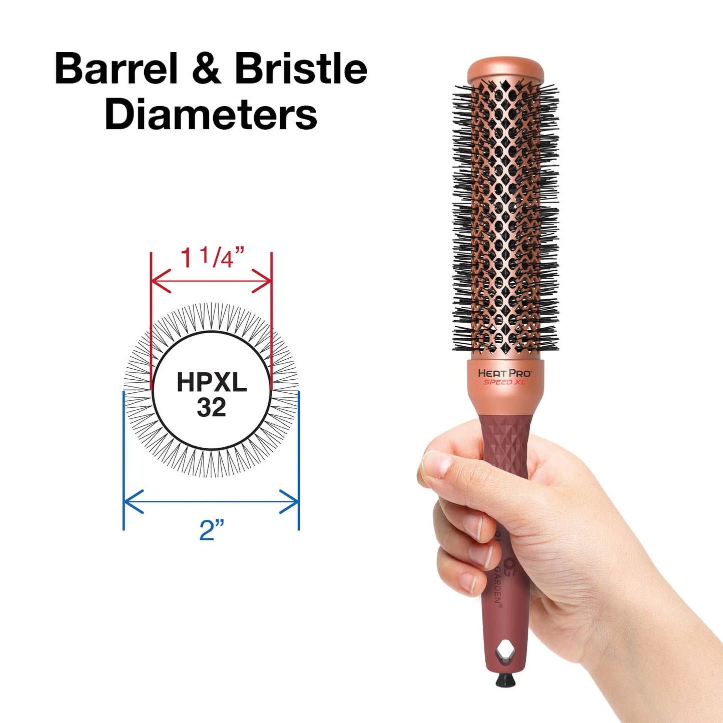 White Smoke Olivia Garden HeatPro Speed XL - Extra-Long Thermal Round Hair Brush - Not Electrical - Professional Ceramic Blowout Brush for Normal to Thick Hair – 1 1/4"