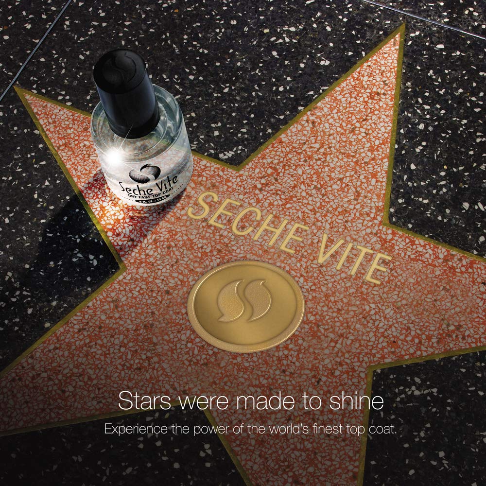 Black Seche Vite Dry Fast Top Coat for Nail Polish and Manicure (2 pack, 0.5 fl oz)