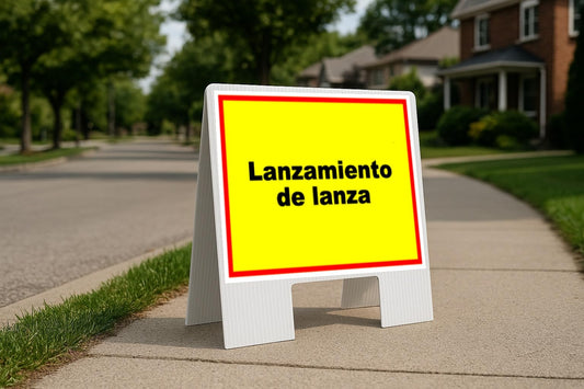 Rosy Brown Lanzamiento De Lanza Spanish Red Yellow Folding Coroplast A-Frame Double-Sided 23in x23in