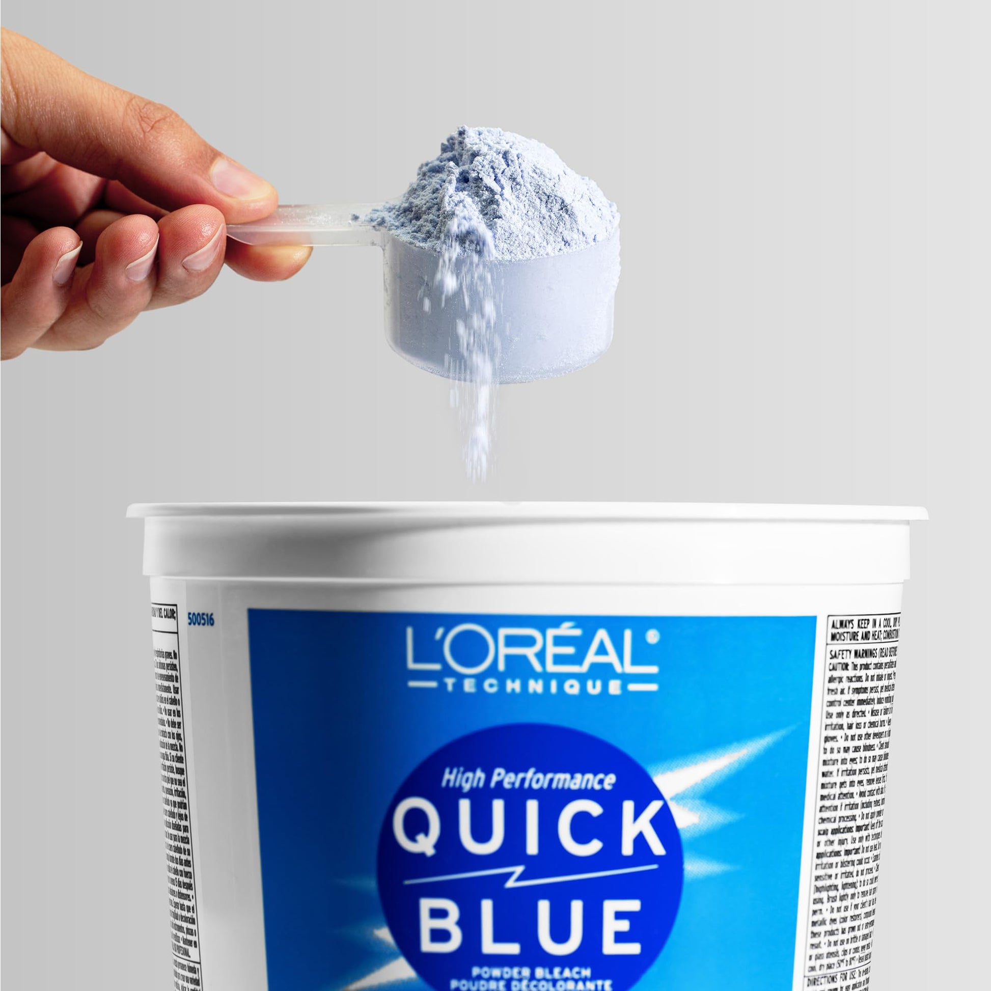 Light Gray L'Oréal Technique Quick Blue High Performance Bleach - Professional Hair Bleaching Powder, No Drip Formula, Extra Strength Lightening Action Lifts Up To 7 Levels, Single Application,1 Pound
