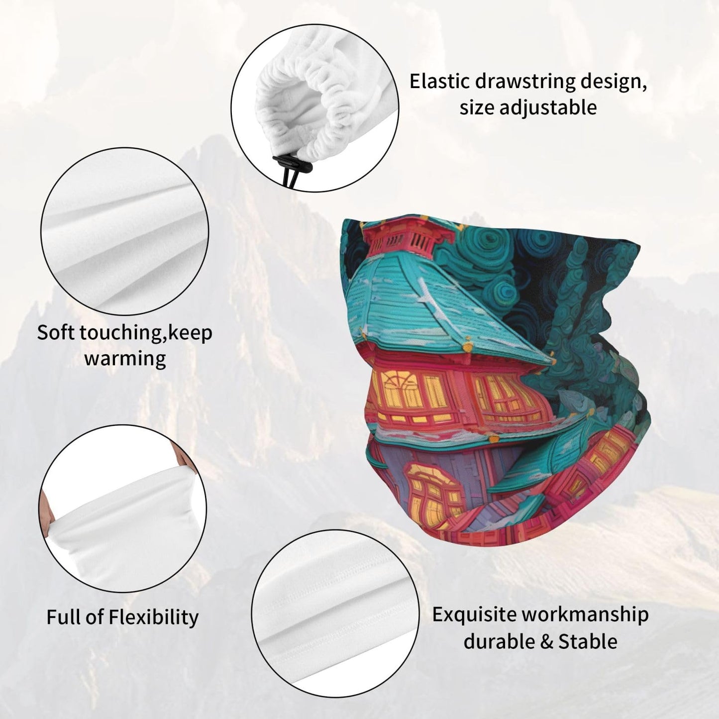 Lavender JZMTY Neck Warmer for Winter Fashion Unique Enchanted Alcove Print Windproof Scarf to Keep Warm Soft and Comfort
