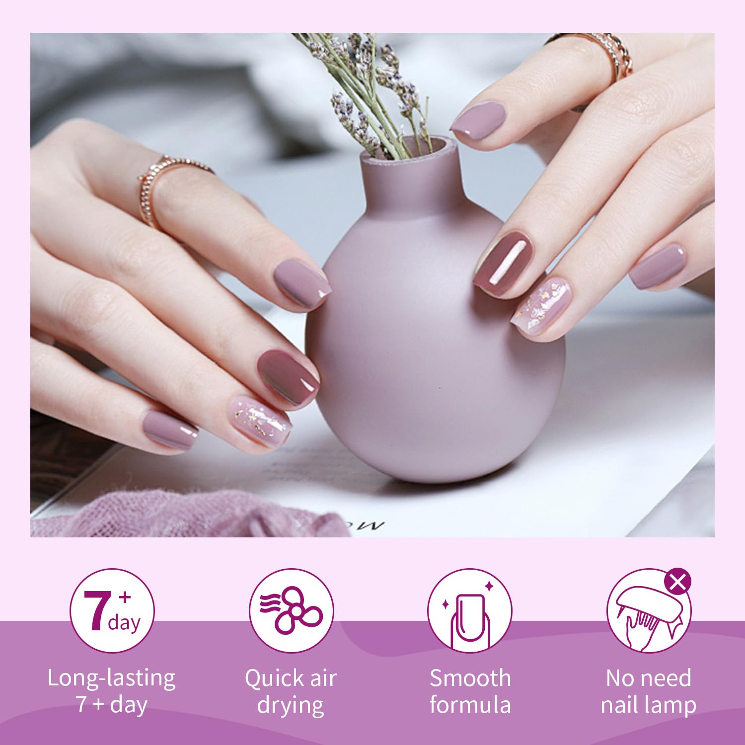 Lavender Blush OpenLive 10ml Nude Pink Nail Polish Set 6 Colors Brown Red Purple All Seasons Neutral Color Quick Dry Nail Polish Set for Women Salon DIY Nail Art