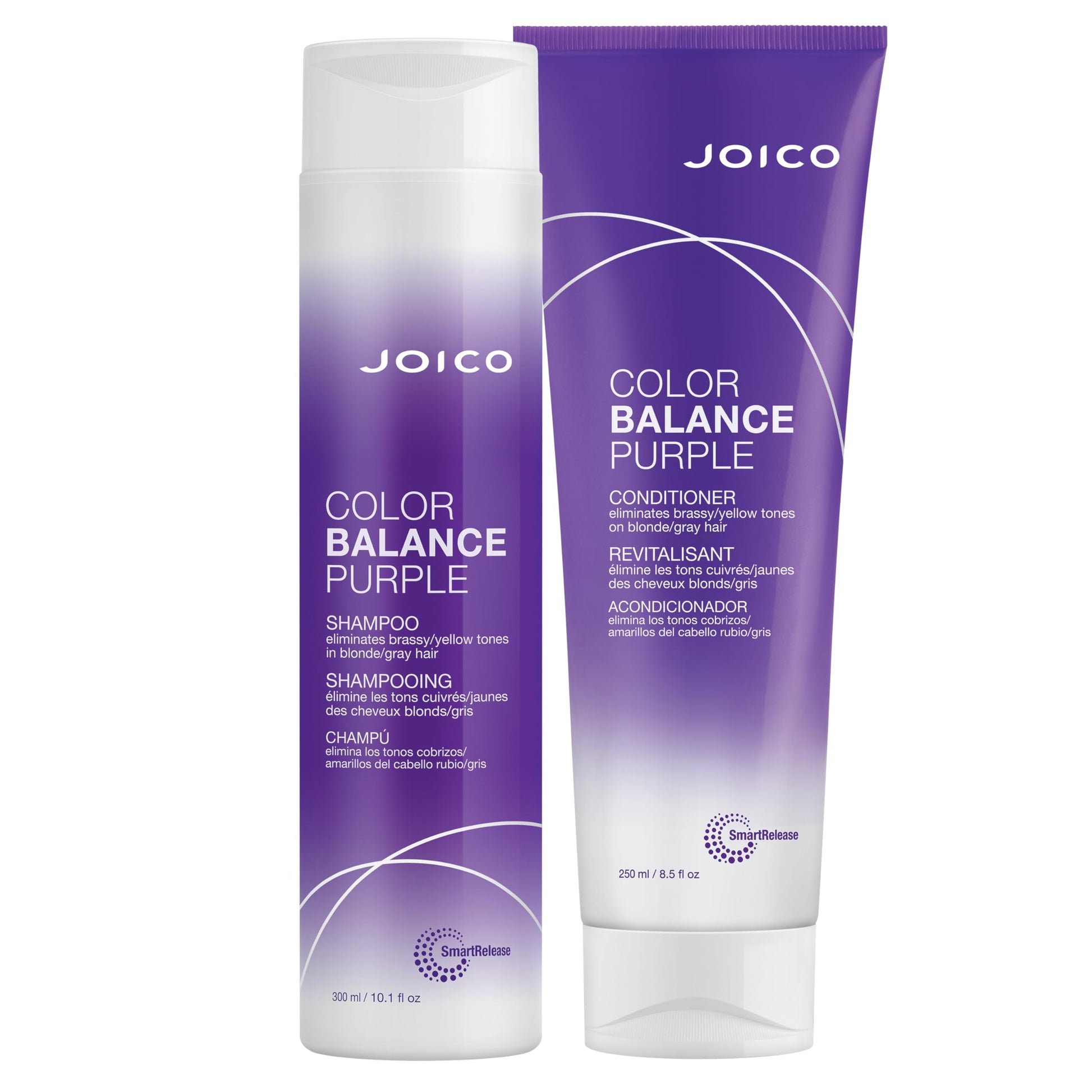 White Smoke Joico Color Balance Purple Shampoo & Conditioner Set | Eliminate Brassy and Yellow tones | For Cool Blonde or Gray Hair