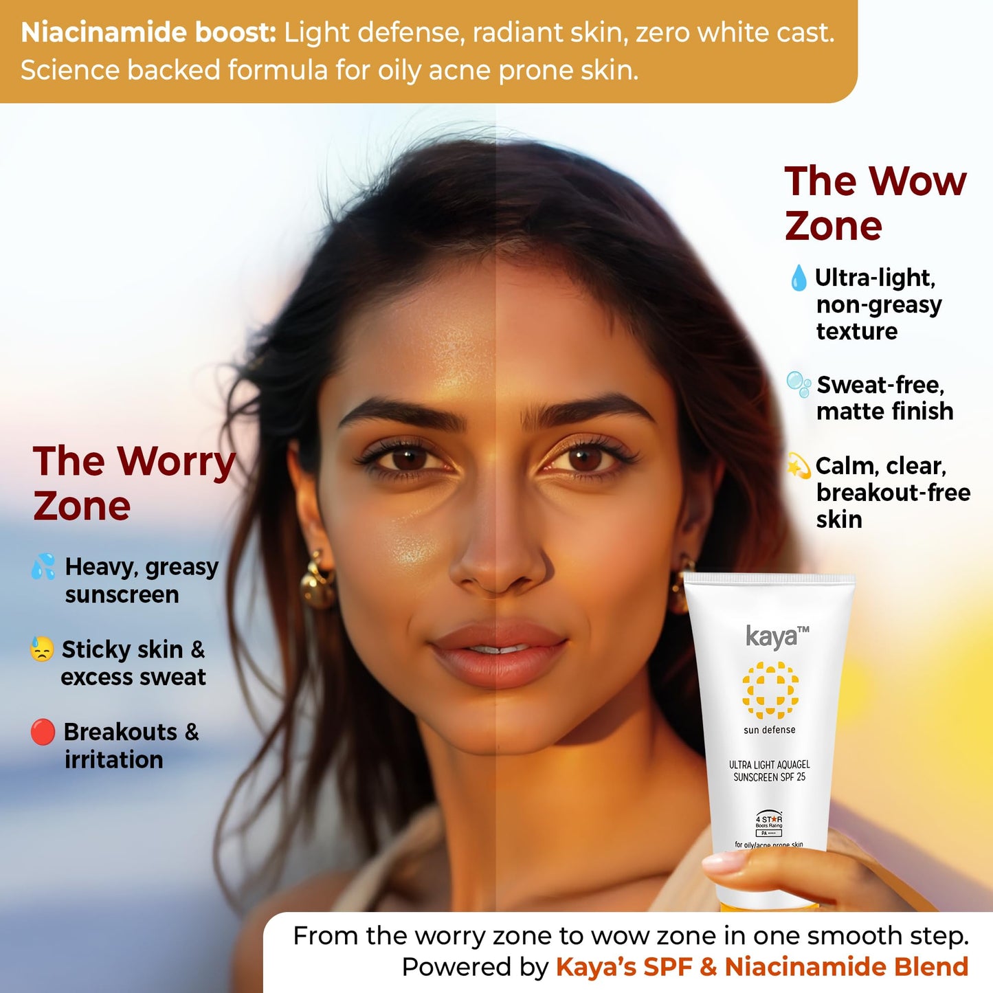 White Smoke Kaya Skin Clinic SPF 25 Ultra Light Aquagel Sunscreen, 50ml