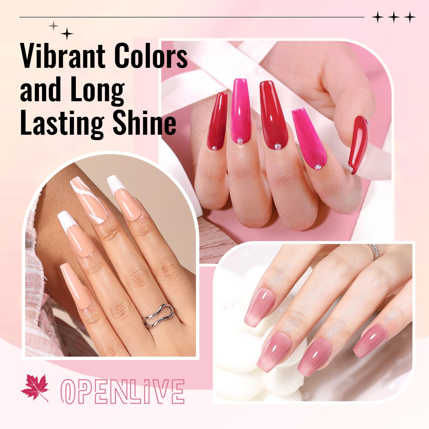 Misty Rose OpenLive 12 PCS Nail Polish Set With 10 Colour Combo, 2 PCS Base And Top Coat,Fast Drying Nail Polish For Home DIY And Beginners.