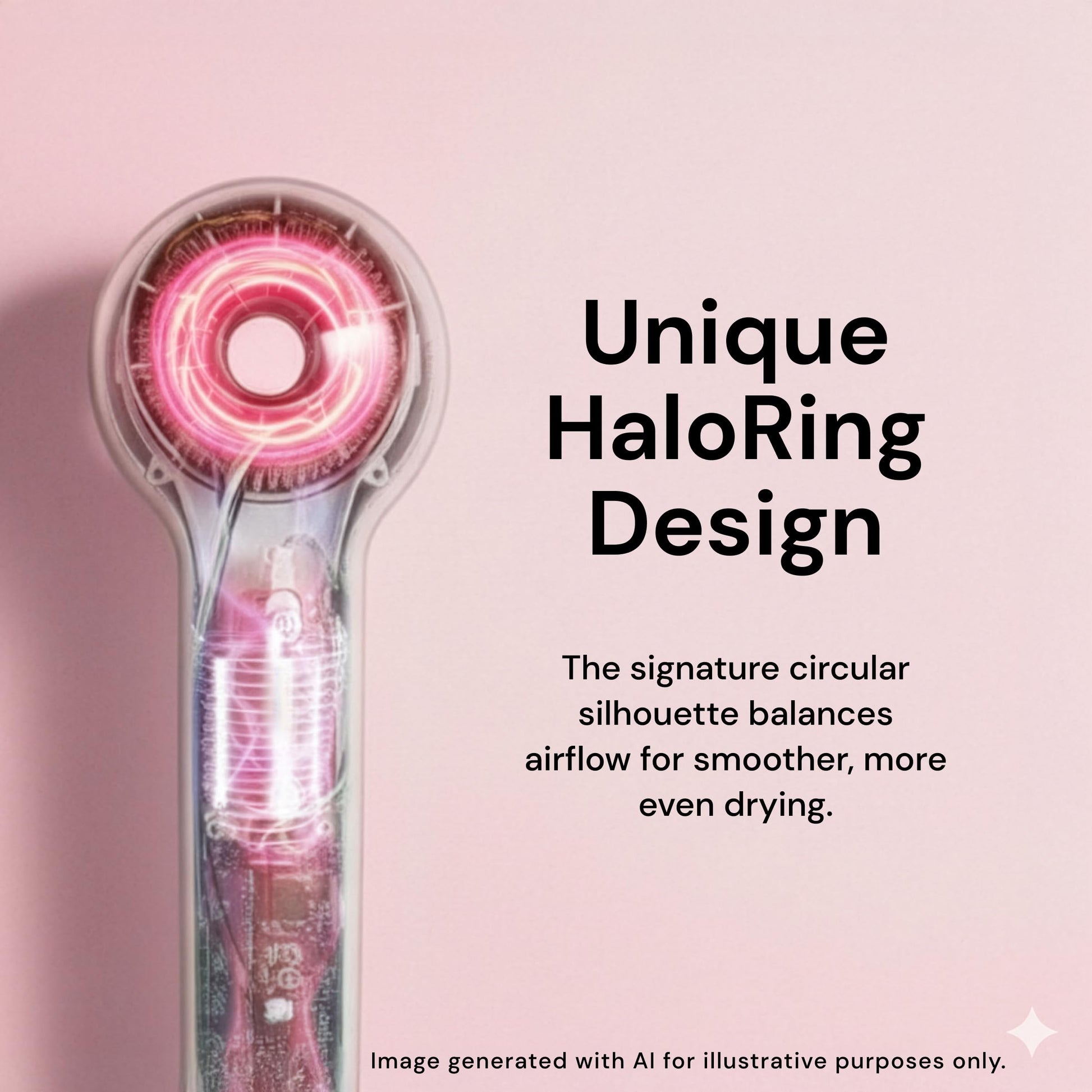 Light Gray L’Ange Hair Axia HaloRing Ionic Hair Dryer | High Speed Professional Blow Dryer for Smooth, Frizz-Free Styles | Lightweight Brushless Motor with Concentrator & Wall Mount | 4 Heat Settings | Blush