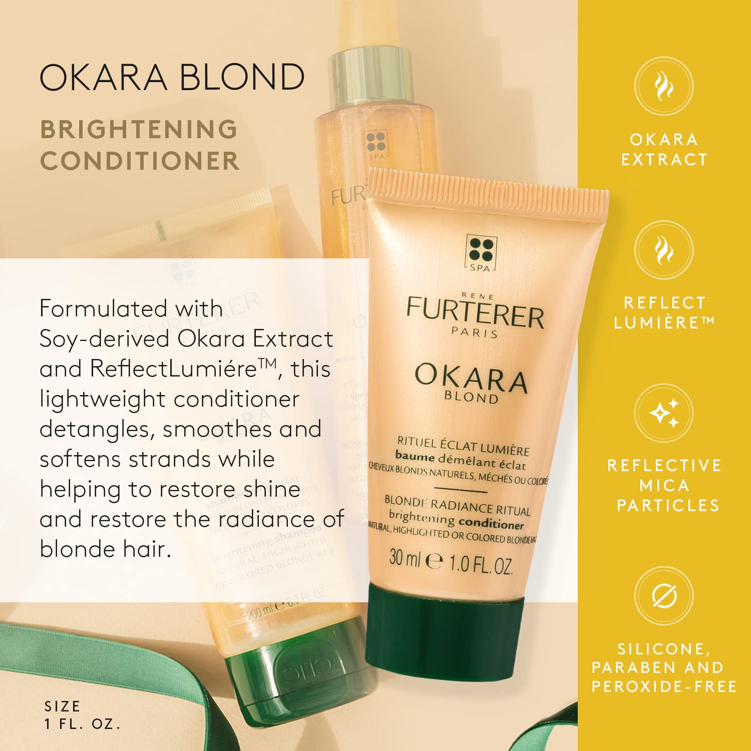 Goldenrod René Furterer OKARA BLONDE Brightening Conditioner - For Natural, Highlighted & Bleached Blonde Hair - Travel-Size - 1 fl. oz.