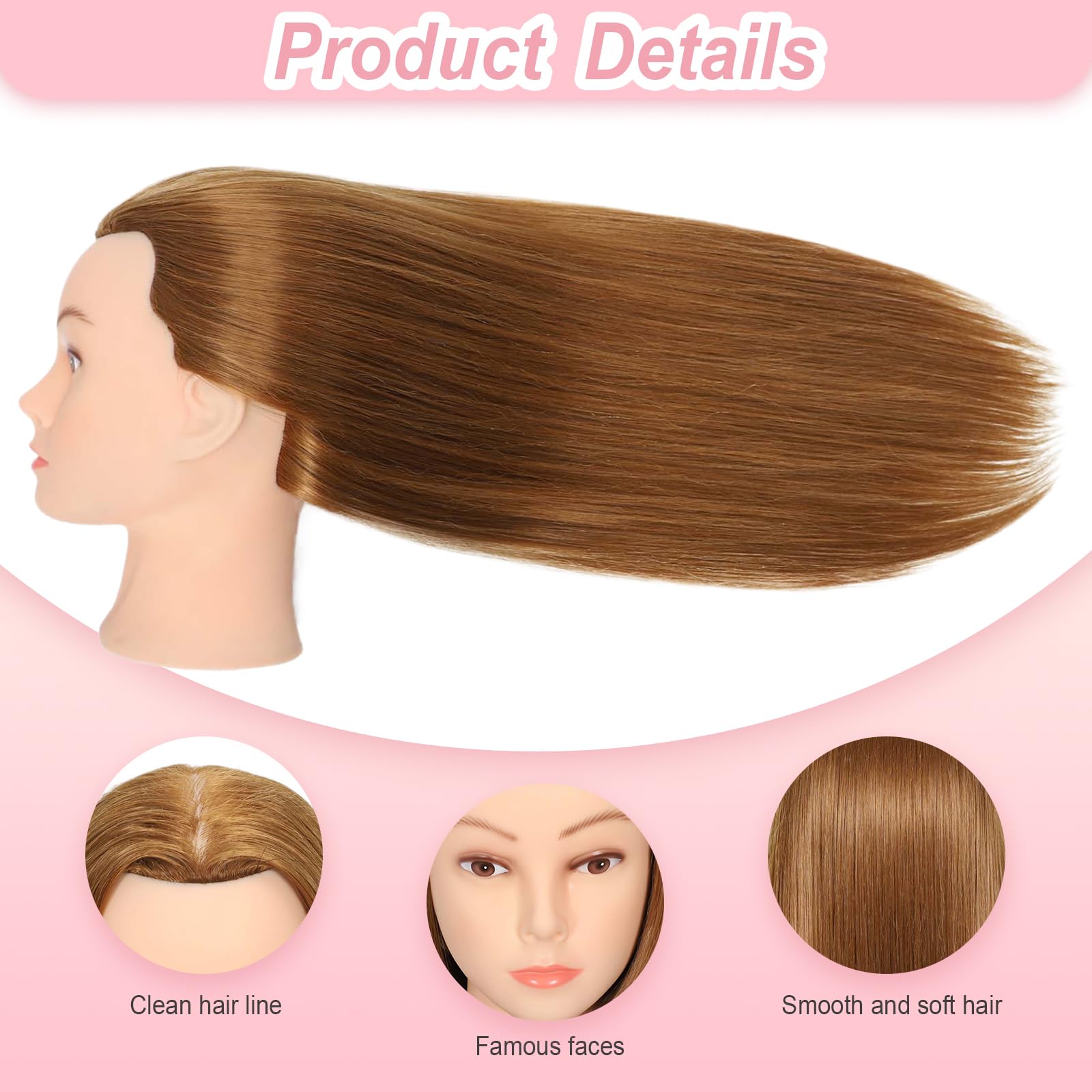White Smoke ZOMOI Mannequin Head, Mannequin Head Human Hair, 80% Real Hair for Hairdresser Practice Cutting Braiding Hair Styling with Clamp Holder and Tools